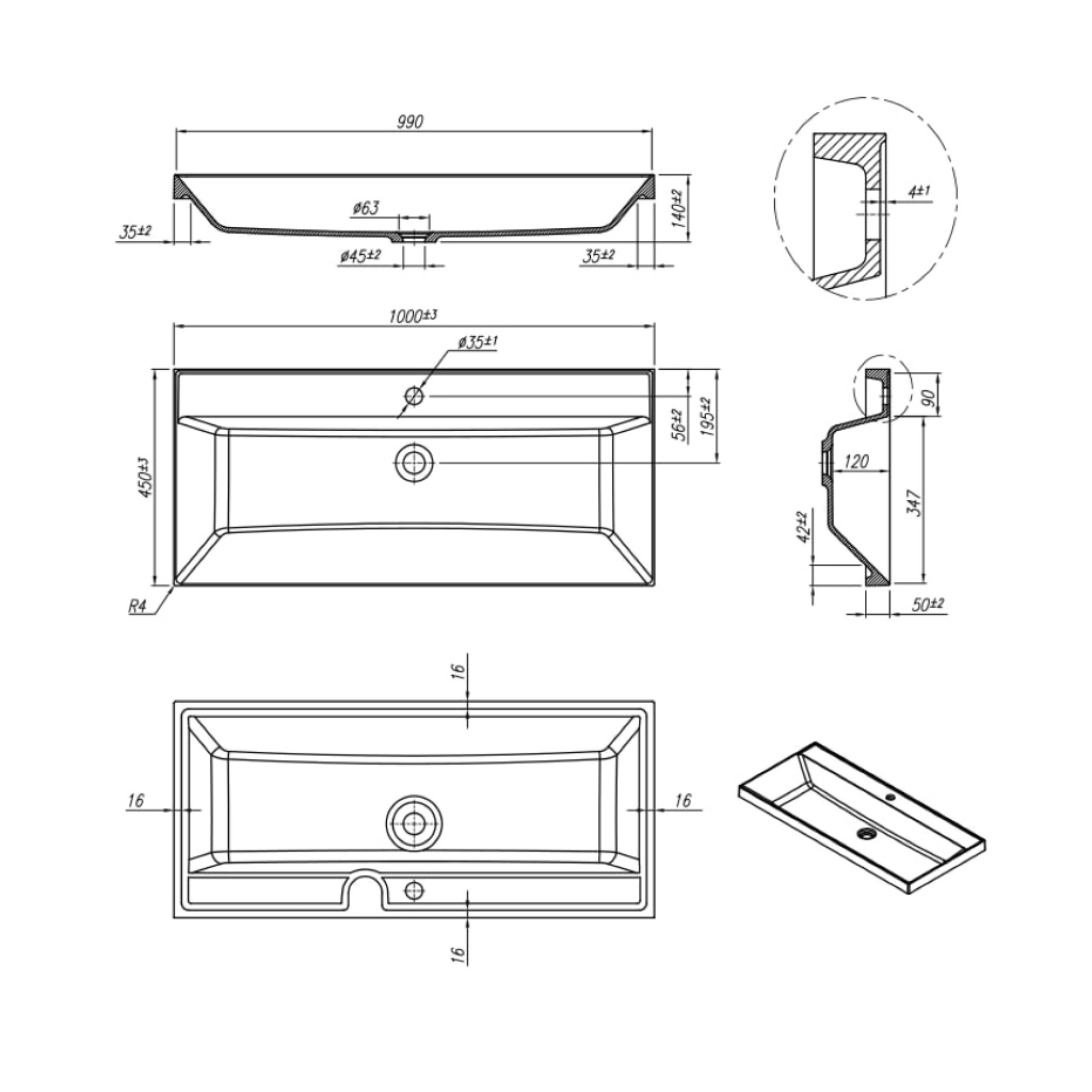 Умывальник Roxen Mila 100 30011100 фото-2