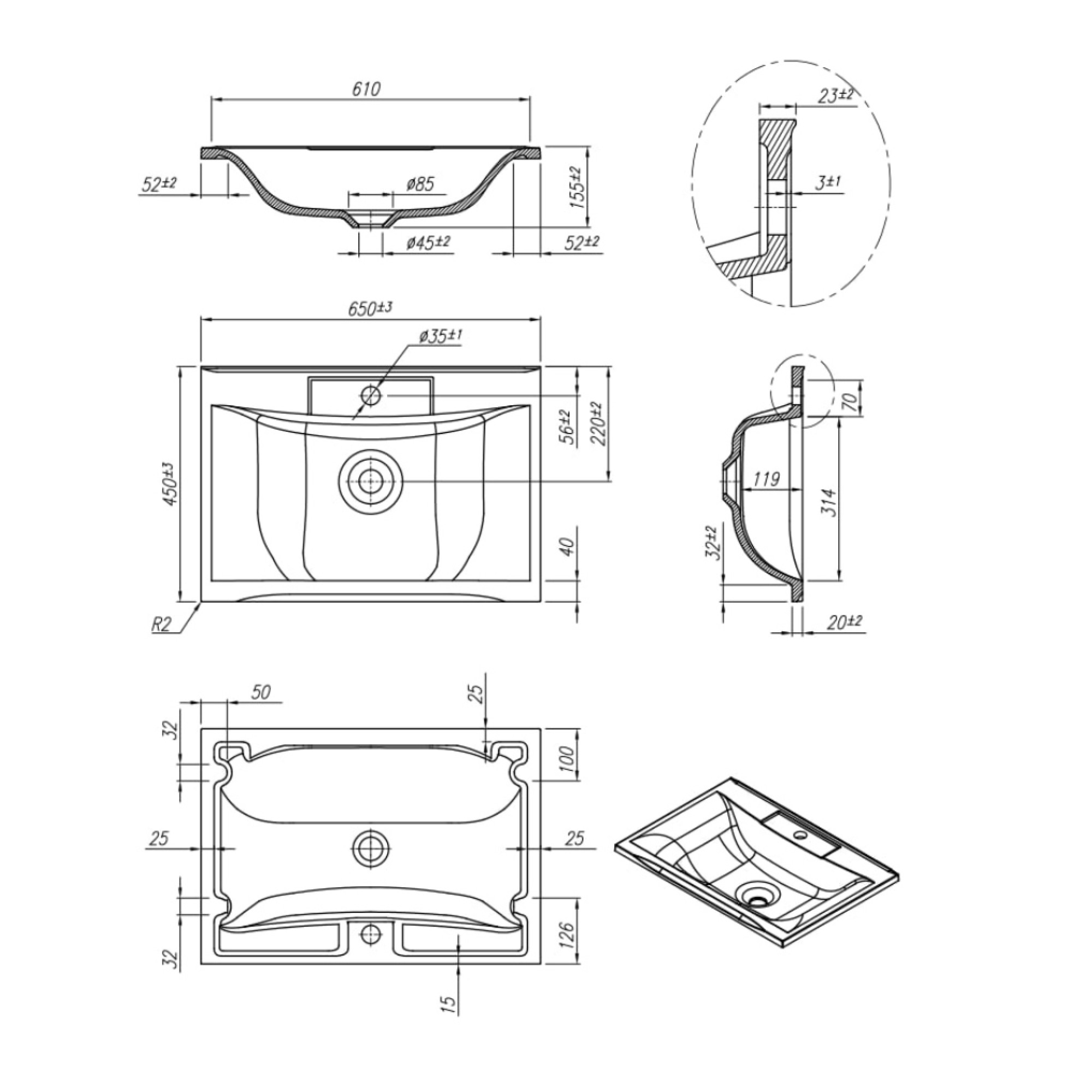 Умывальник Roxen Ariel 65 3001265 фото-2