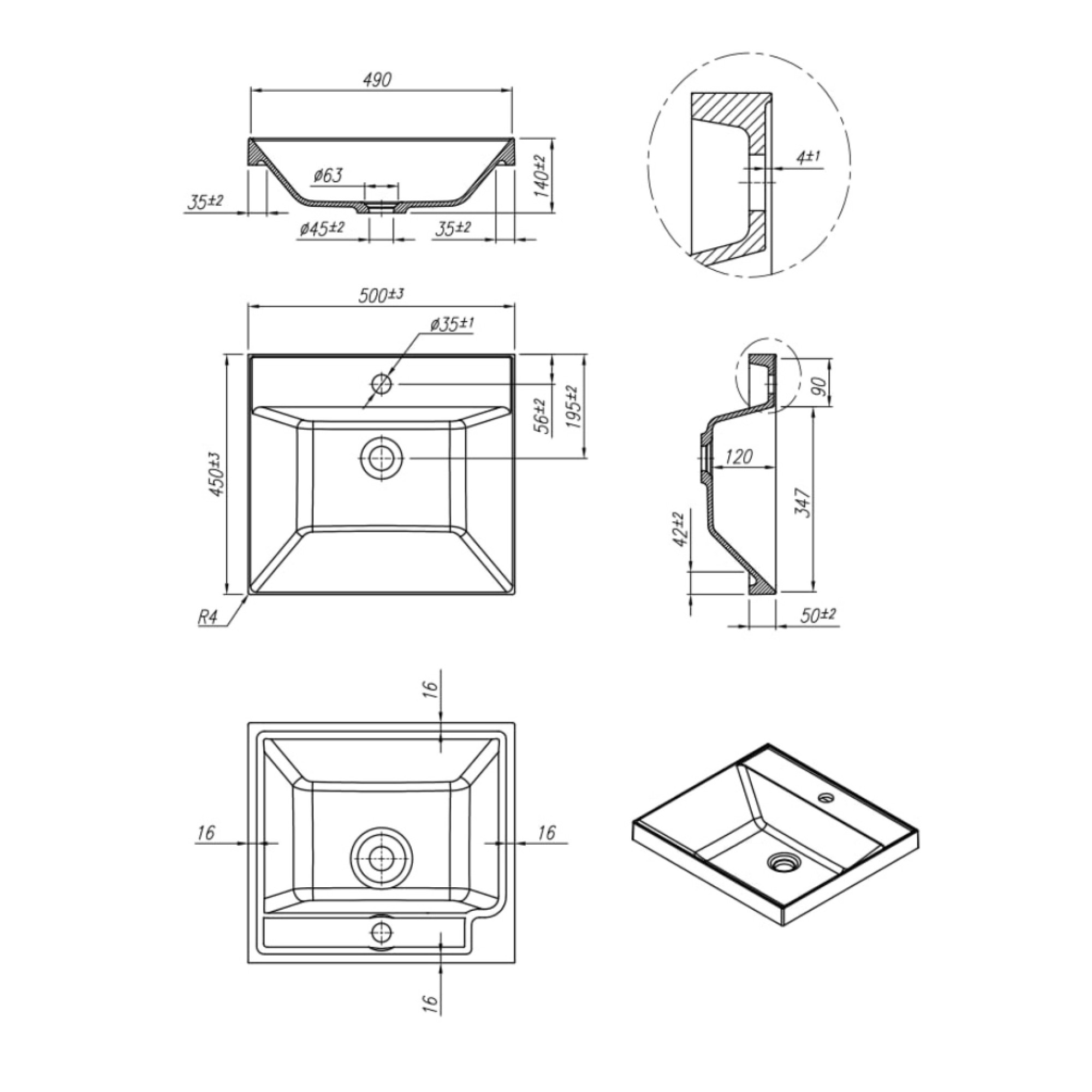 Умывальник Roxen Mila 50 3001150 фото-2 Умывальник Roxen Mila 50 3001150 фото-2