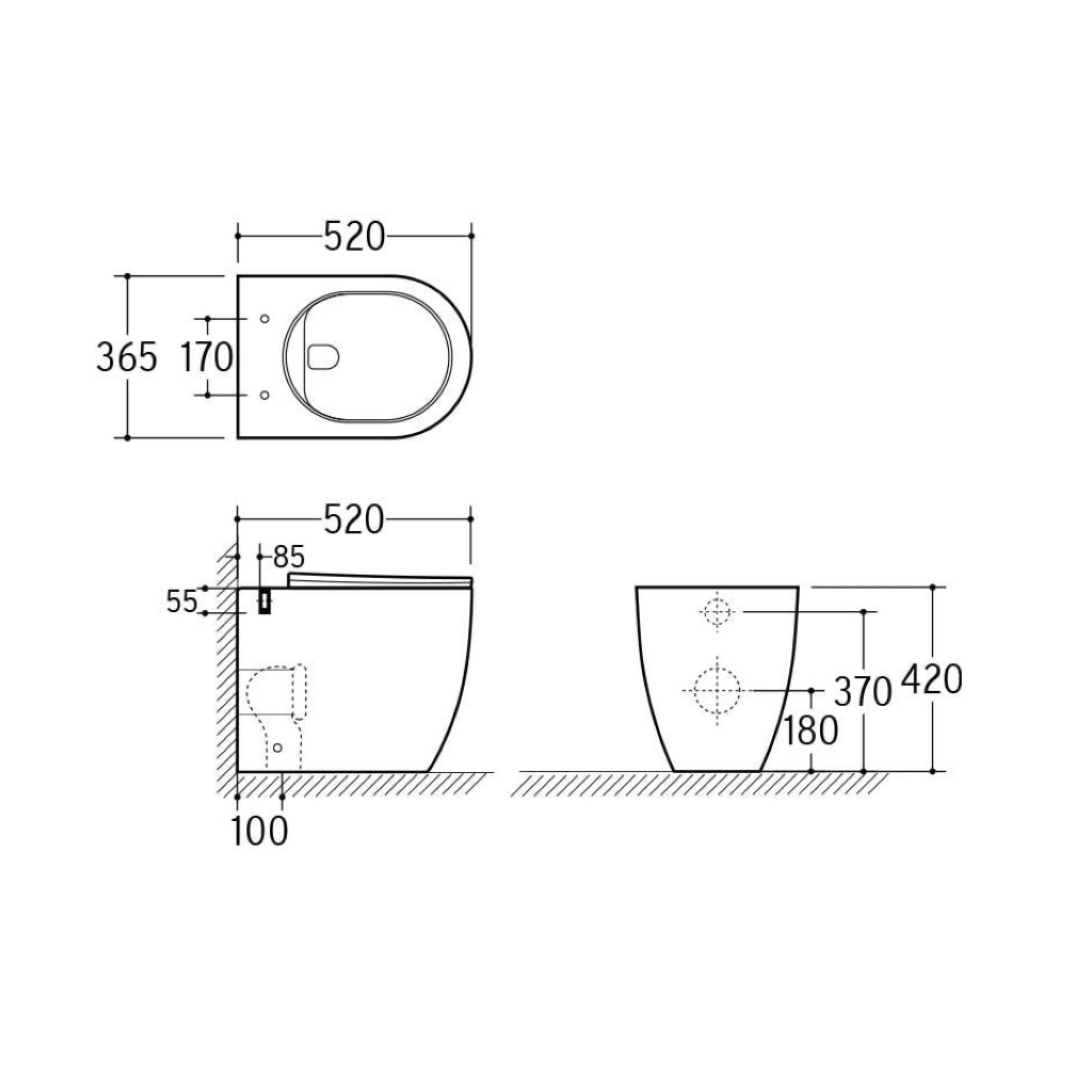 Унитаз приставной Roxen Antares в комплекте с инсталляцией Attach 5 в 1 967013 (кнопка: белый глянцевый) фото-5