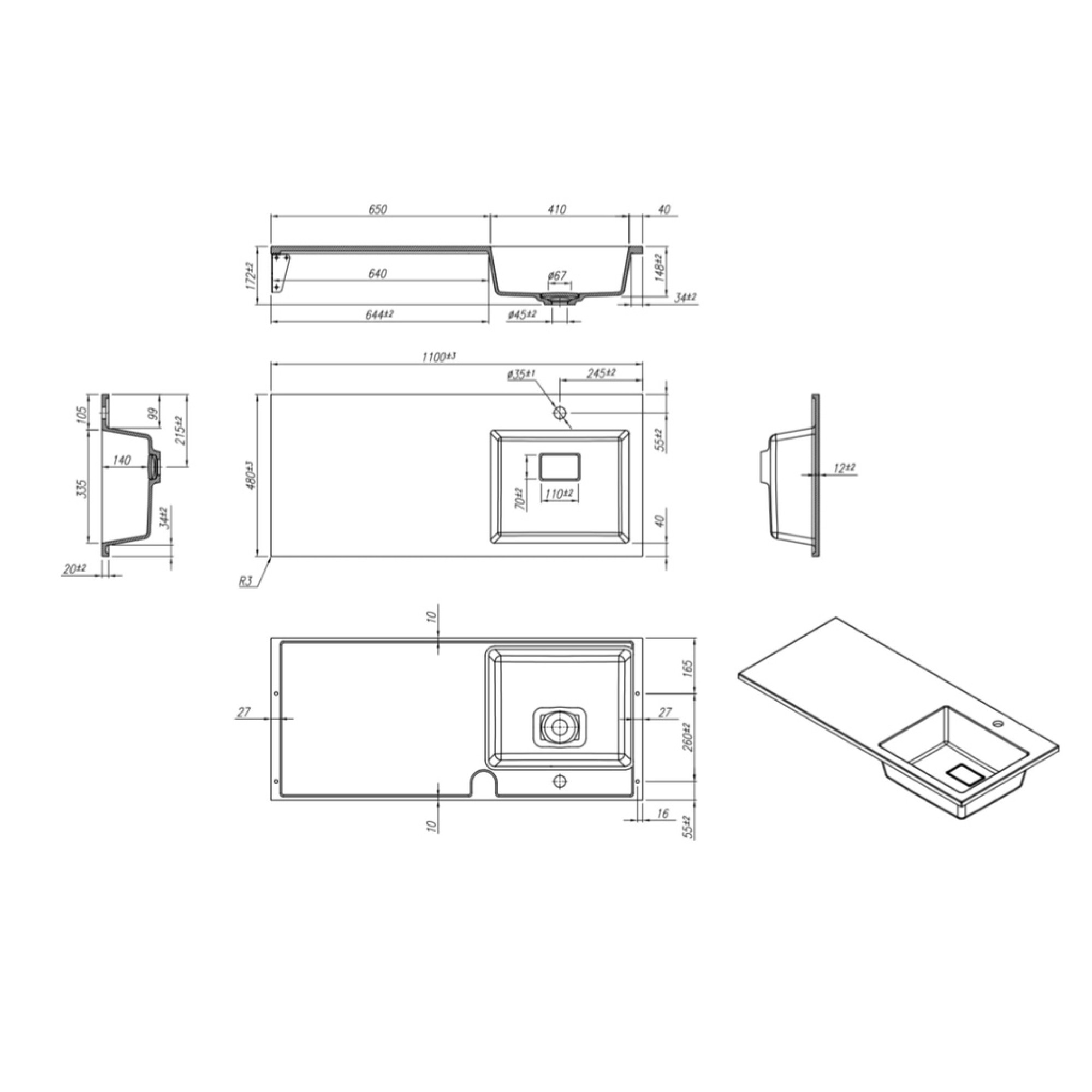 Умывальник Roxen Faber 110R 30010110R-W фото-2