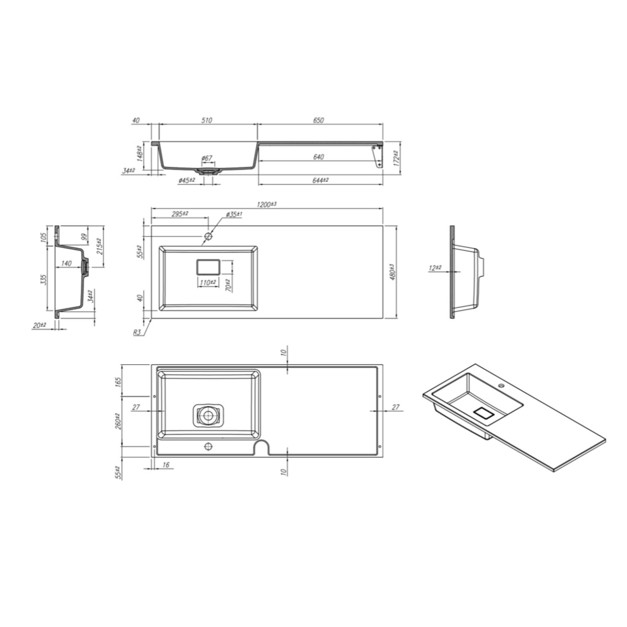 Умывальник Roxen Faber 120L 30010120L-W фото-2 Умывальник Roxen Faber 120L 30010120L-W фото-2