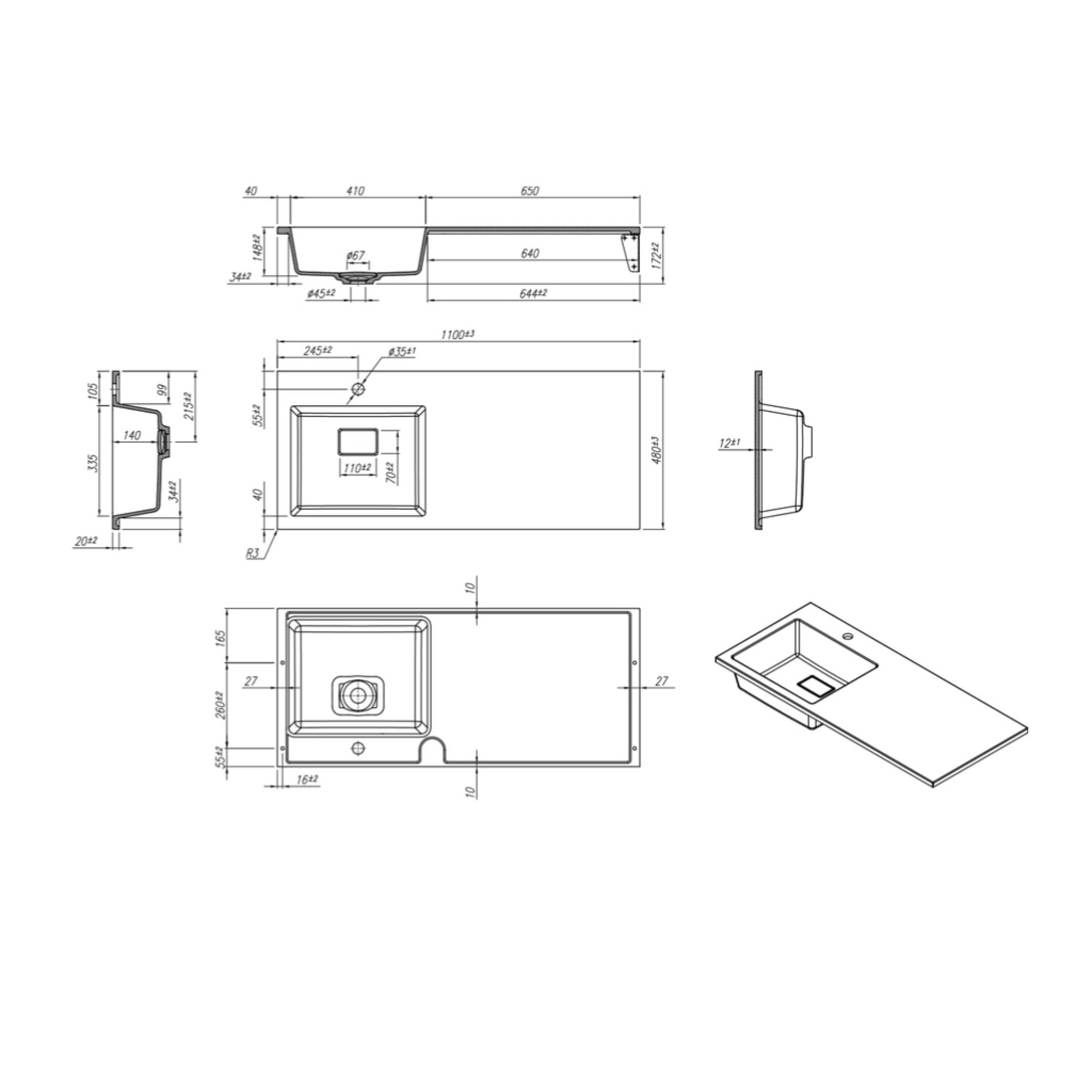 Умывальник Roxen Faber 110L 30010110L-W фото-2 Умывальник Roxen Faber 110L 30010110L-W фото-2