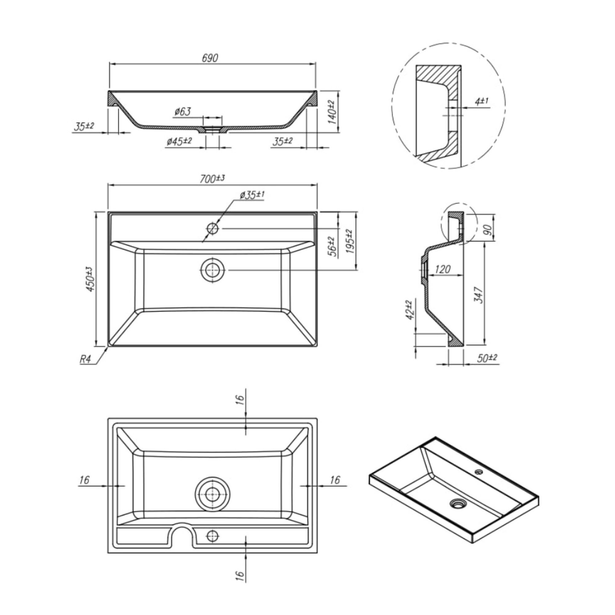 Умывальник Roxen Mila 70 3001170 фото-2 Умывальник Roxen Mila 70 3001170 фото-2