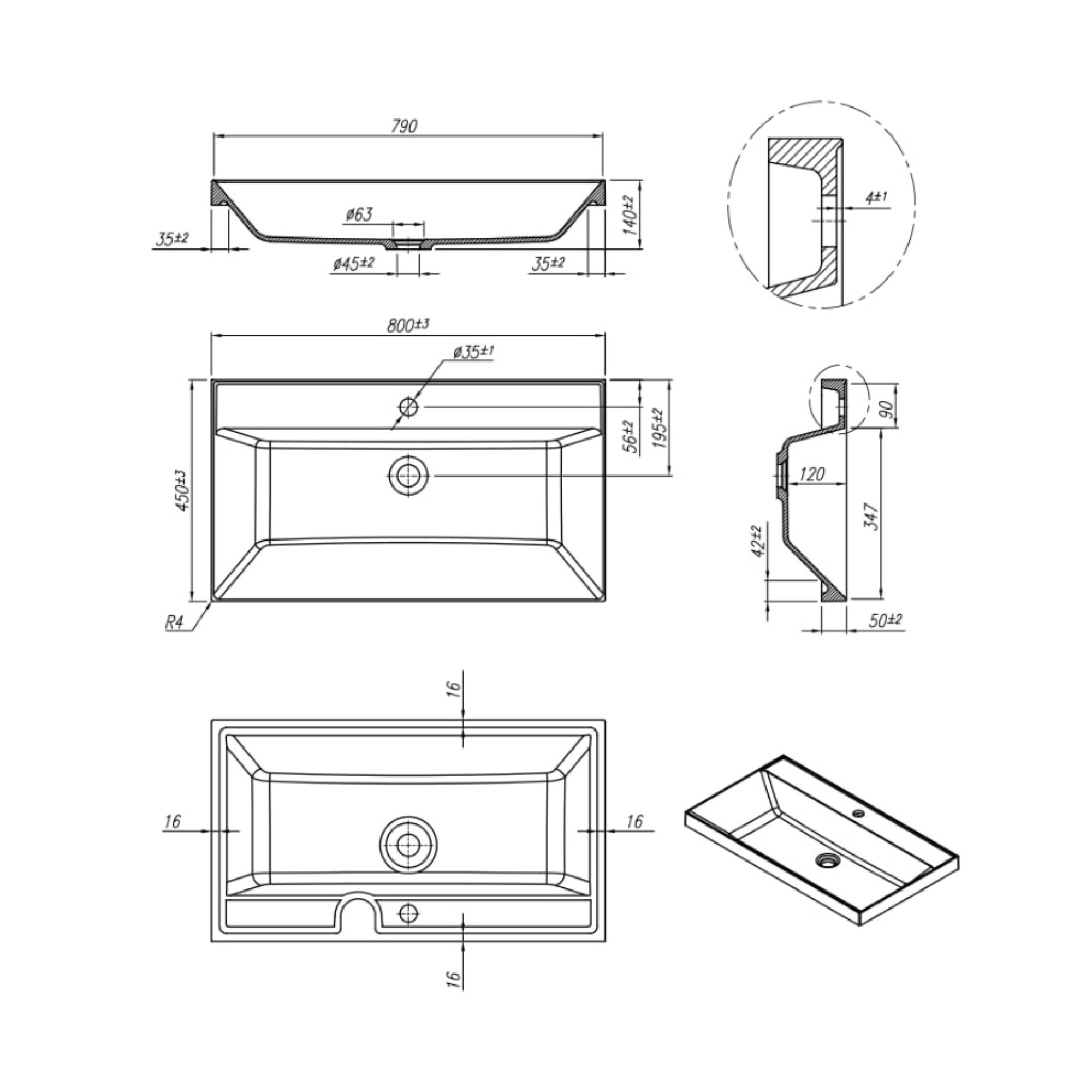Умывальник Roxen Mila 80 3001180 фото-2 Умывальник Roxen Mila 80 3001180 фото-2