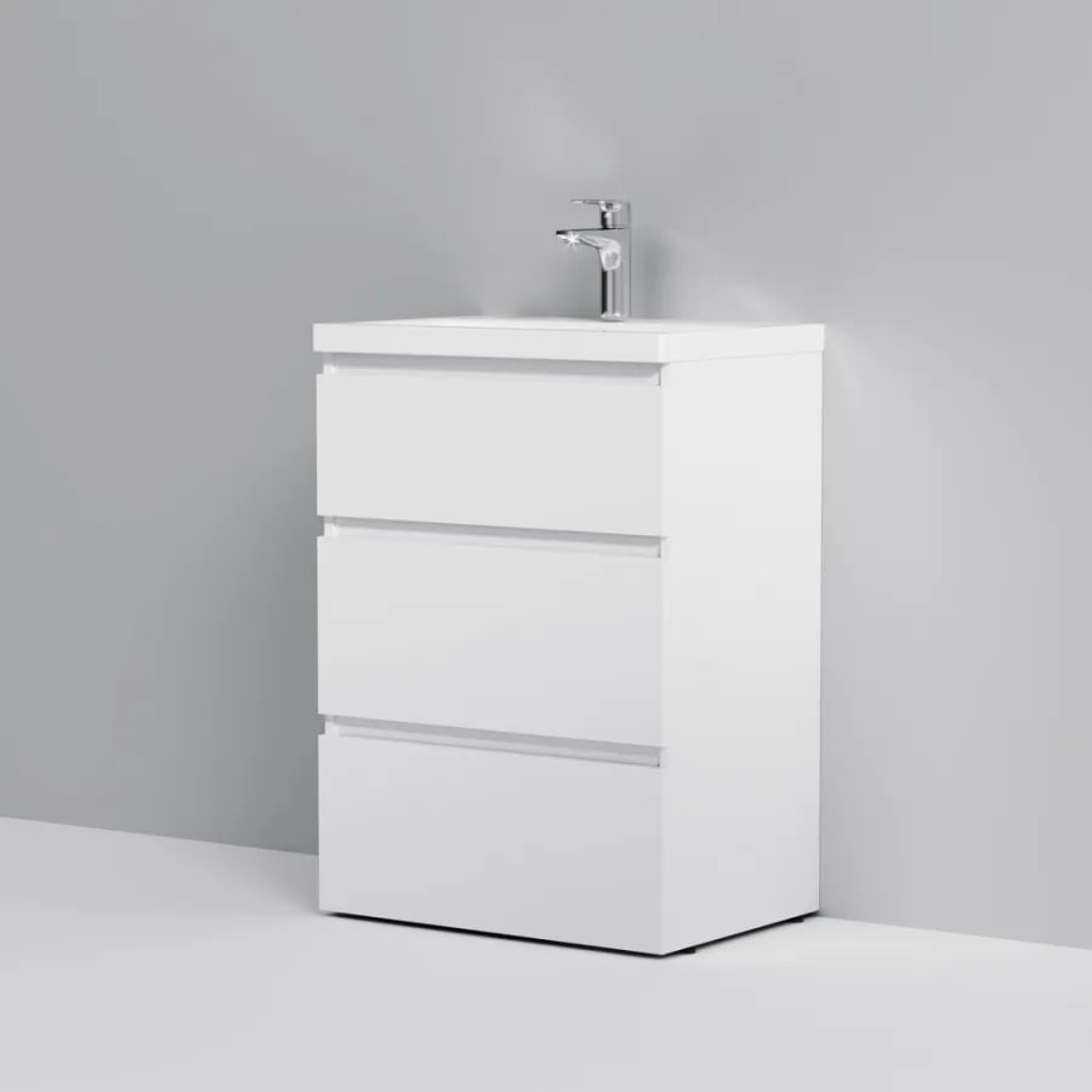 Мебель для ванных комнат AM.PM Тумба под умывальник Gem S 60 M91FSX0602WG (белый) фото-2 Мебель для ванных комнат AM.PM Тумба под умывальник Gem S 60 M91FSX0602WG (белый) фото-2