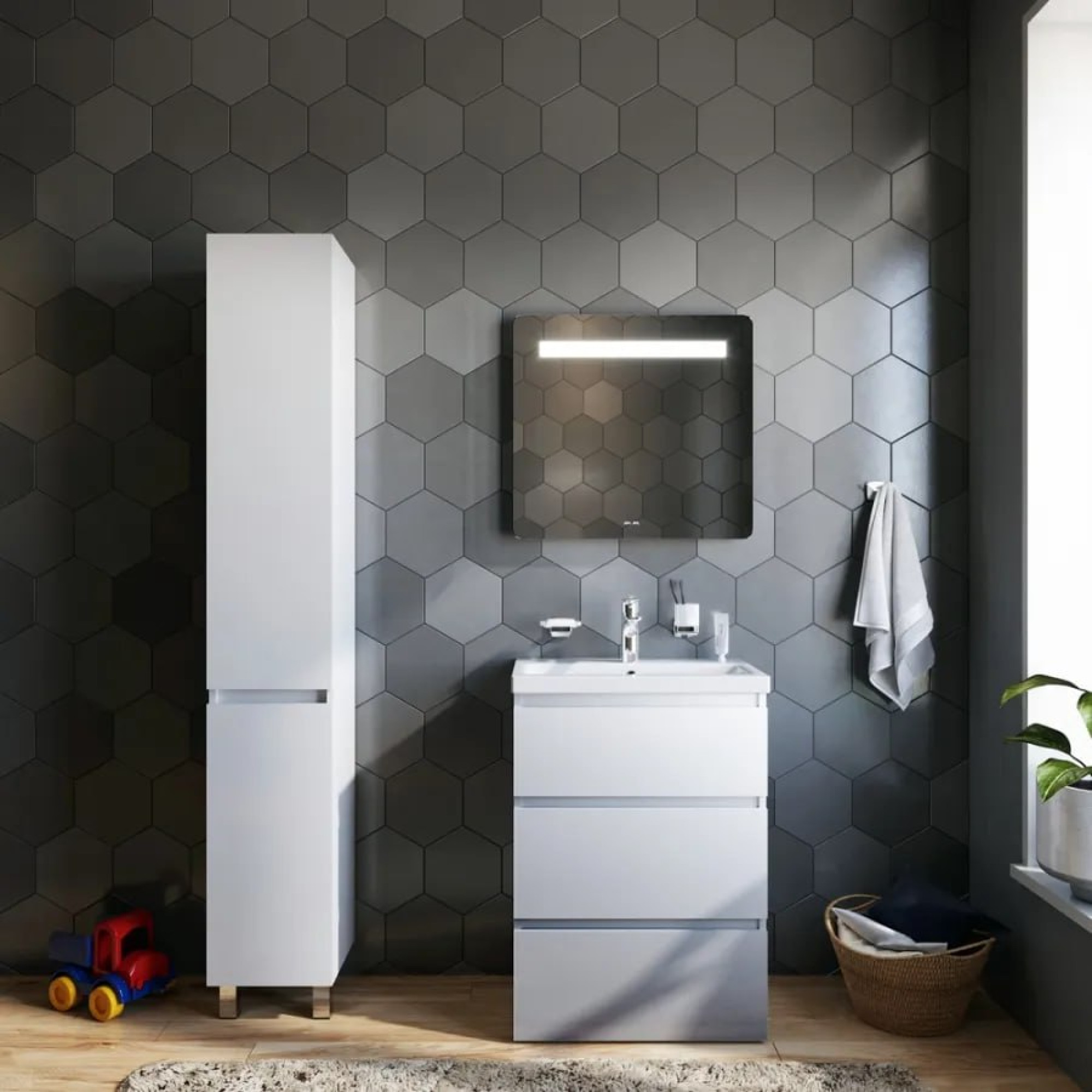 Мебель для ванных комнат AM.PM Тумба под умывальник Gem S 60 M91FSX0602WG (белый) фото-6 Мебель для ванных комнат AM.PM Тумба под умывальник Gem S 60 M91FSX0602WG (белый) фото-6