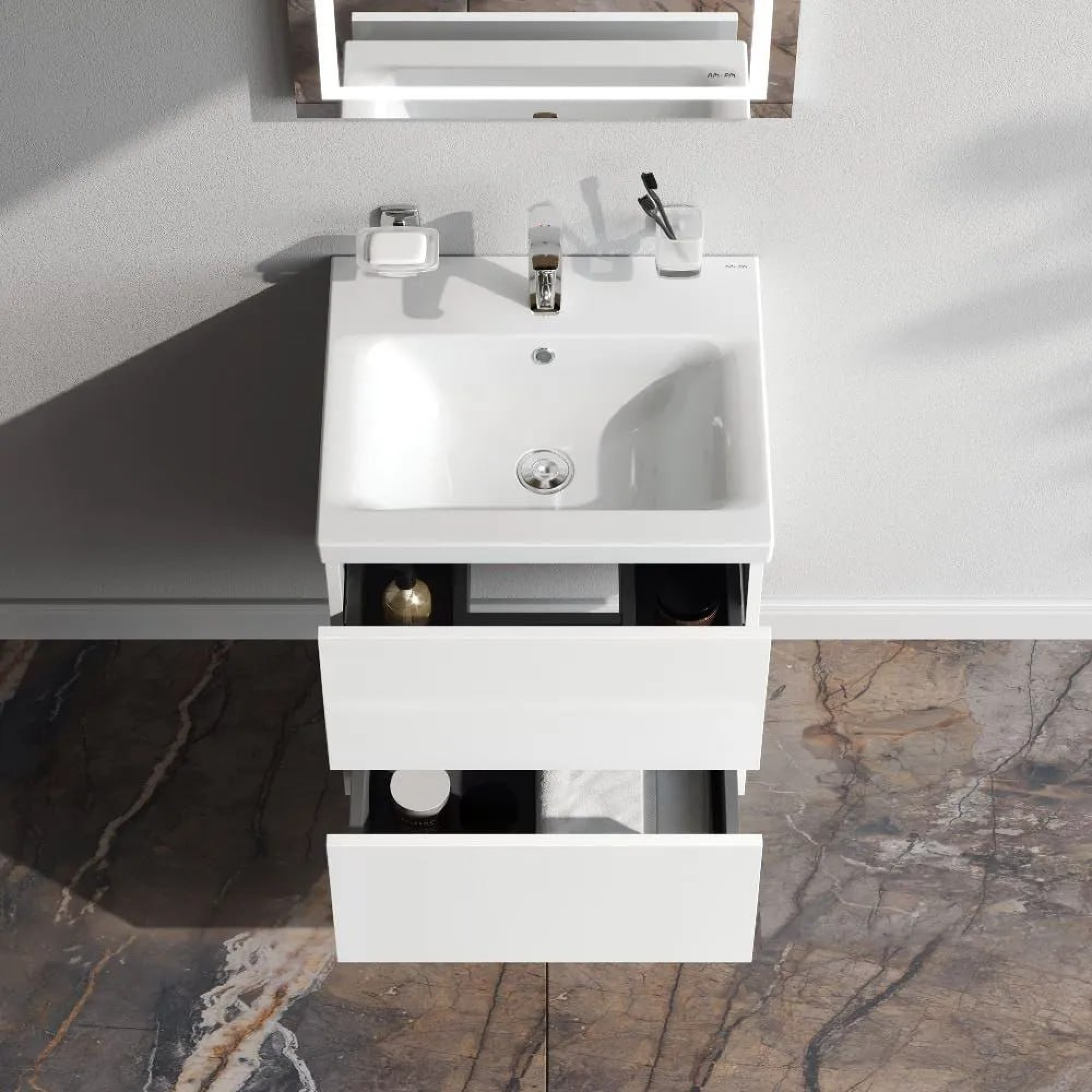 Мебель для ванных комнат AM.PM Тумба под умывальник Gem 50 см M90FHX0502WG фото-5