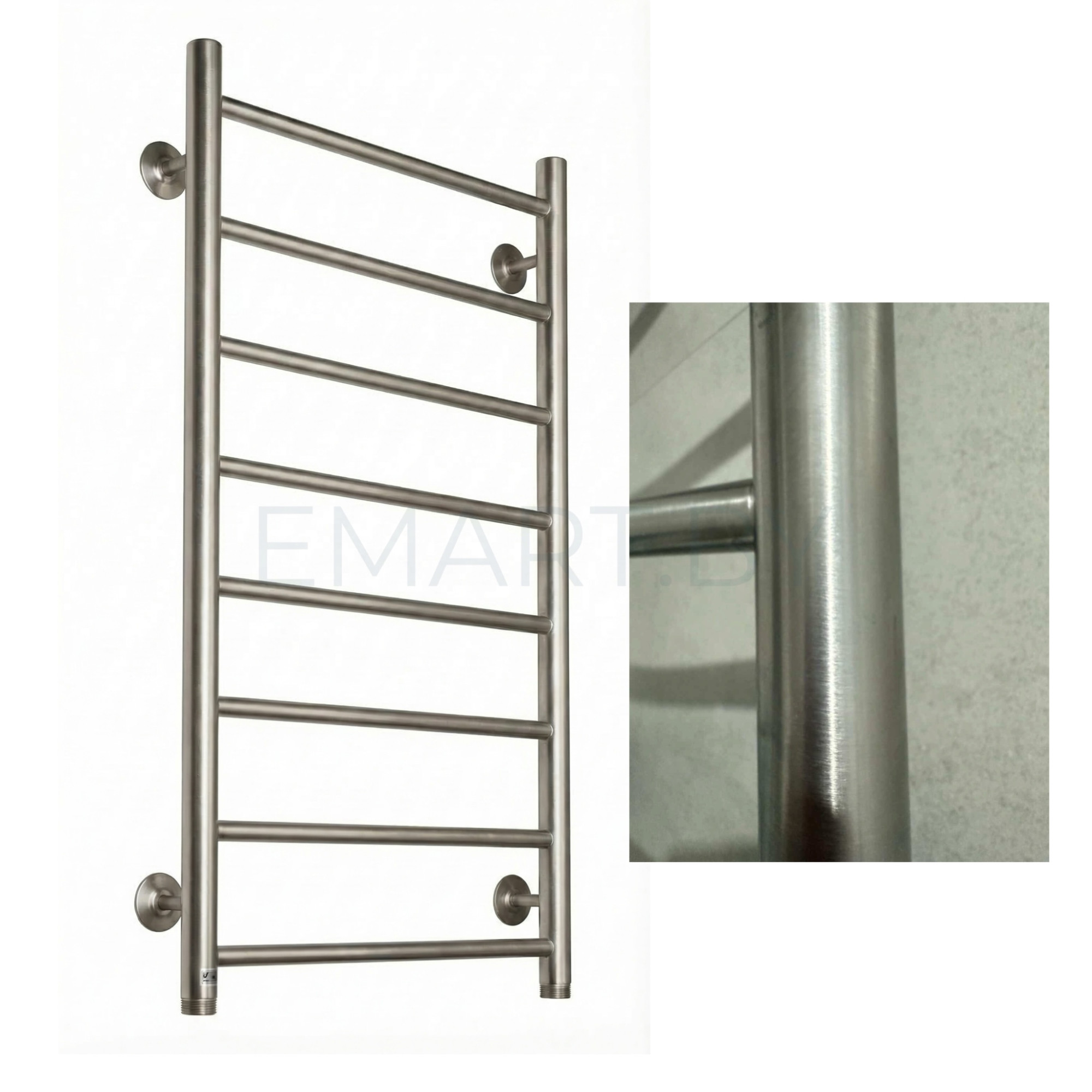 Полотенцесушитель Ростела Виктория (нижн,подв, 1" резьба) 500 x 800 / 8  шлифованный сатин - фото1