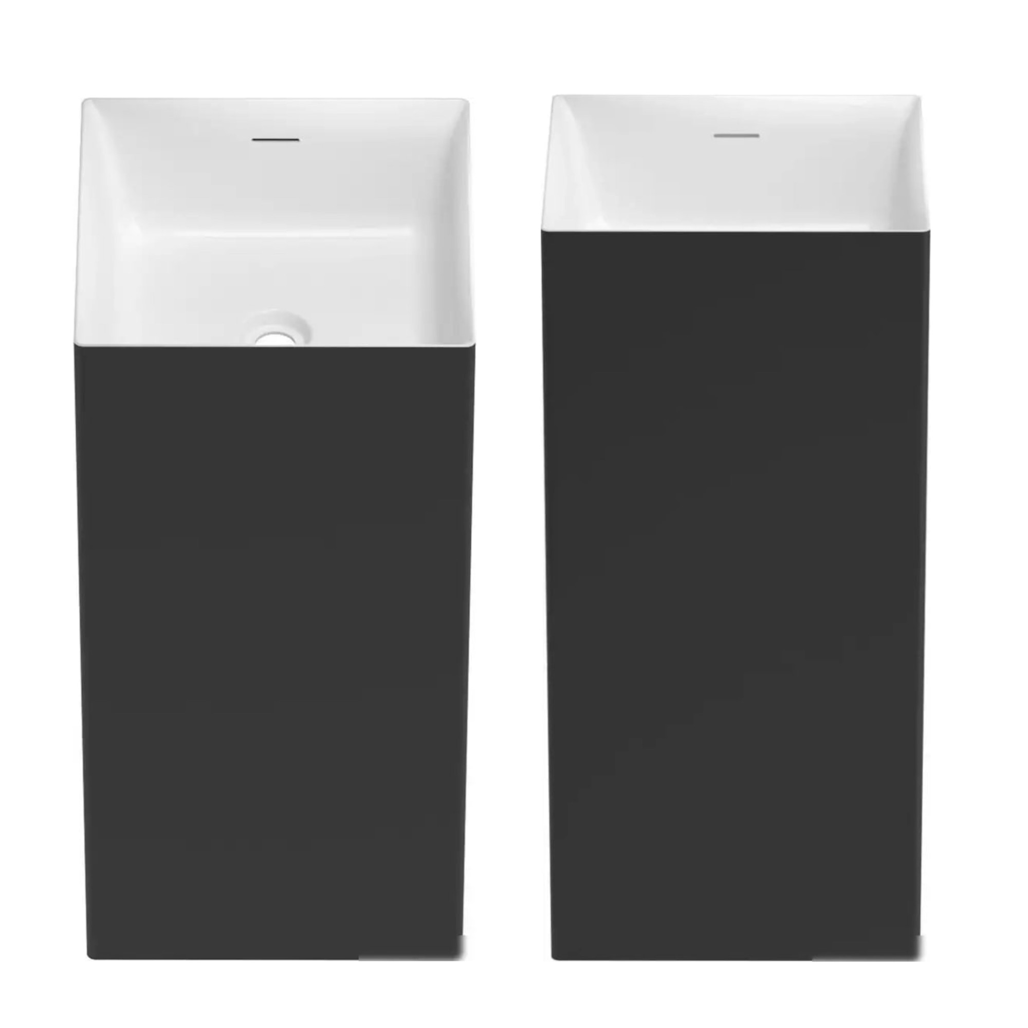 Умывальник Wellsee Pure BY Wellsee 230713000 (отдельностоящий, без отверстия под смеситель, матовый черный/глянцевый белый) фото-2