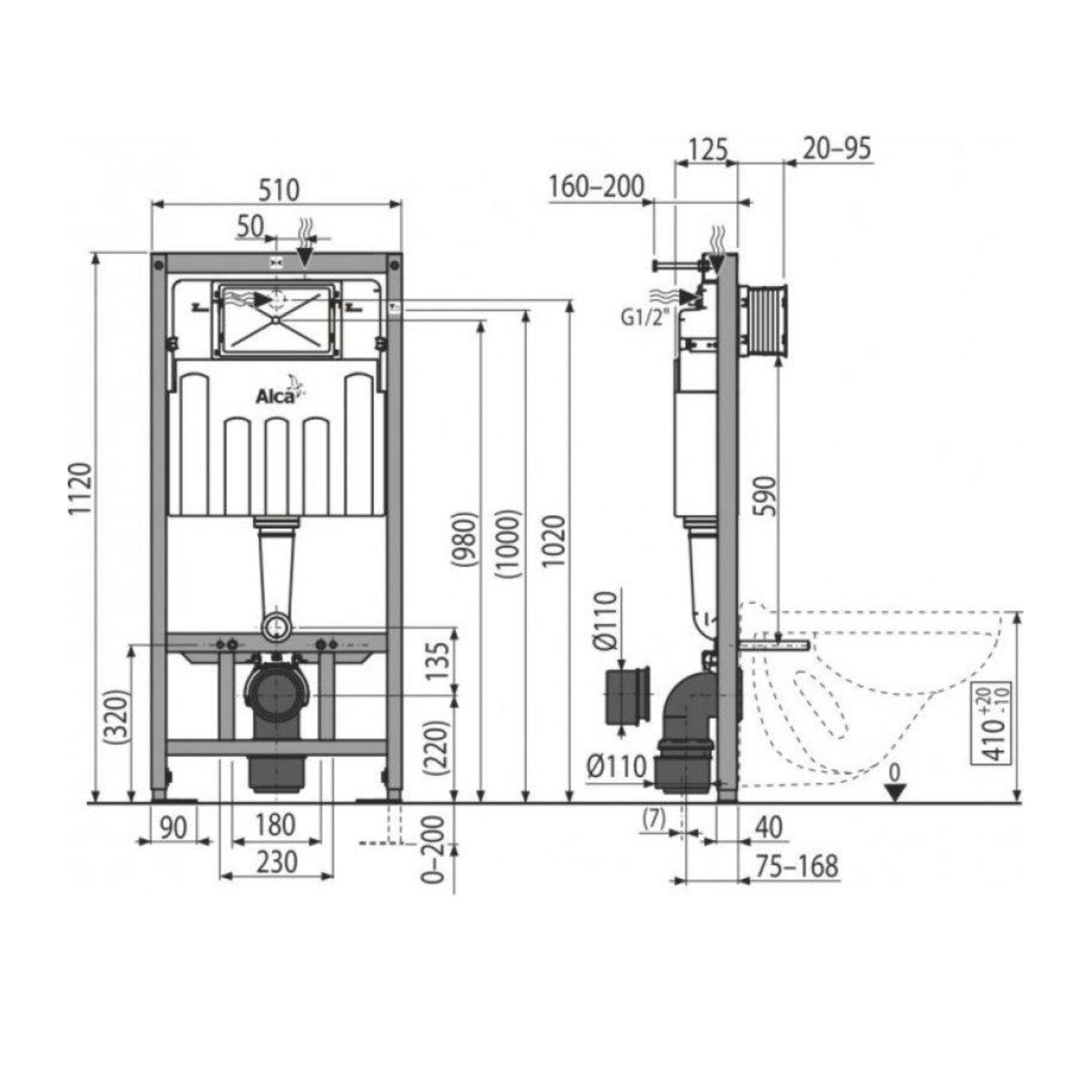 Инсталляция для унитаза Alcaplast AM101/1120 + кнопка M671 (хром глянец) фото-3