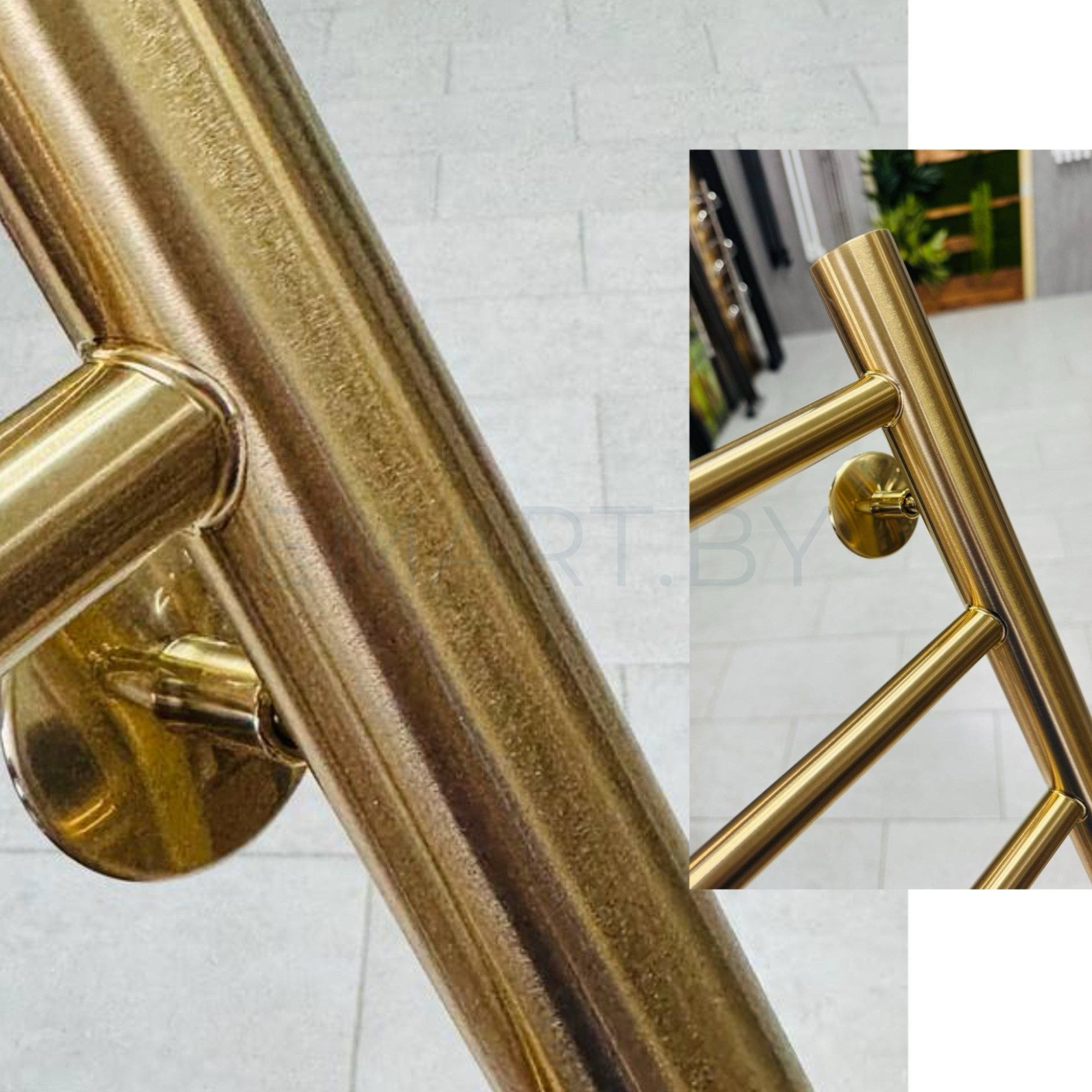 Комплект смесителей Vieir #19 и полотенцесушитель Ростела в золотом цвете Vieir 19162-S Vieir 19112-S Vieir 19157-S Ростела 50 на 80 см фото-4