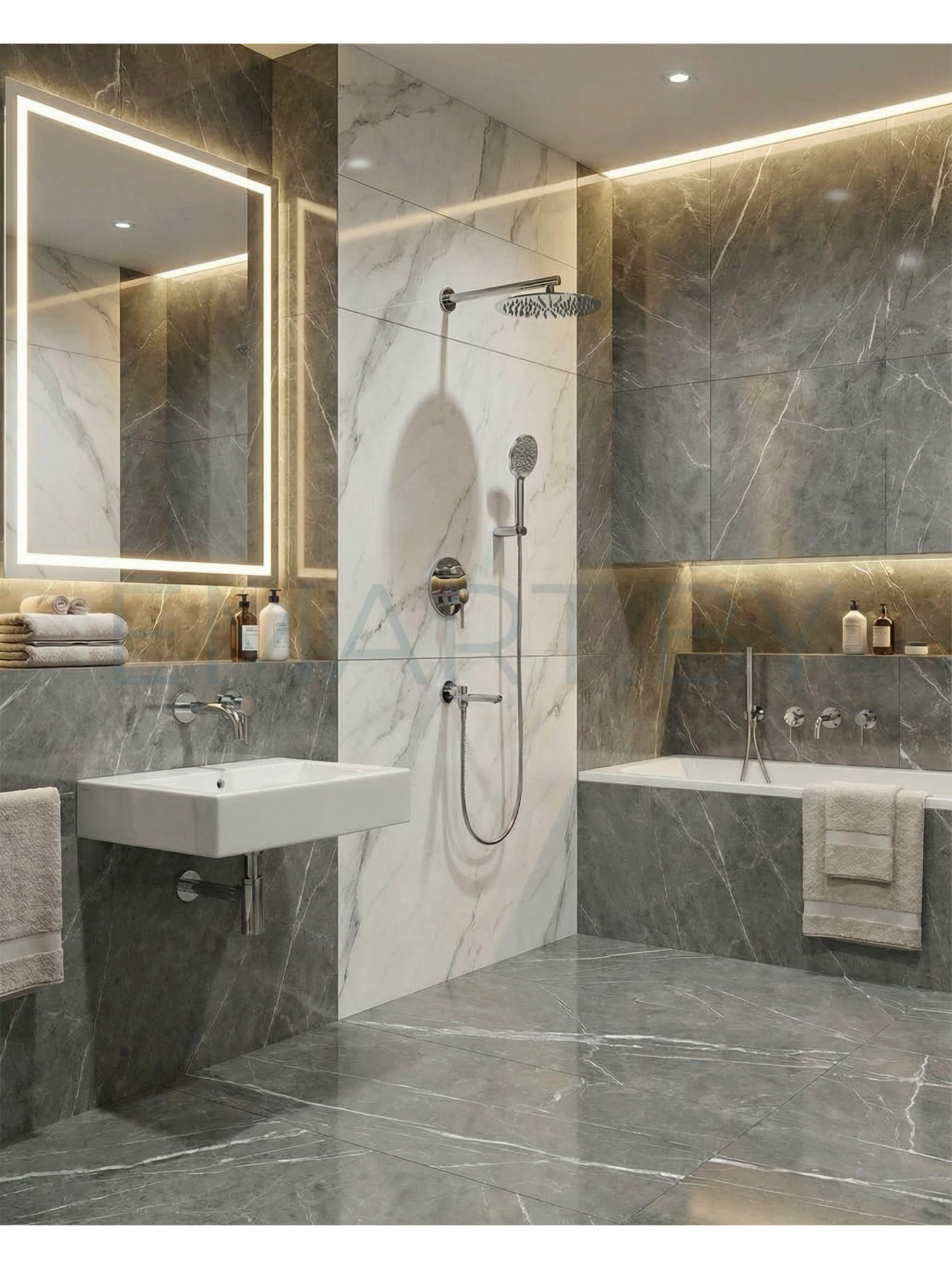 Комплект Grocenberg & Ростела Grocenberg GB5001 GB5070 GB001 GB511 Полотенцесушитель Виктория 1" 50 на 80 см нижнее подключение фото-2