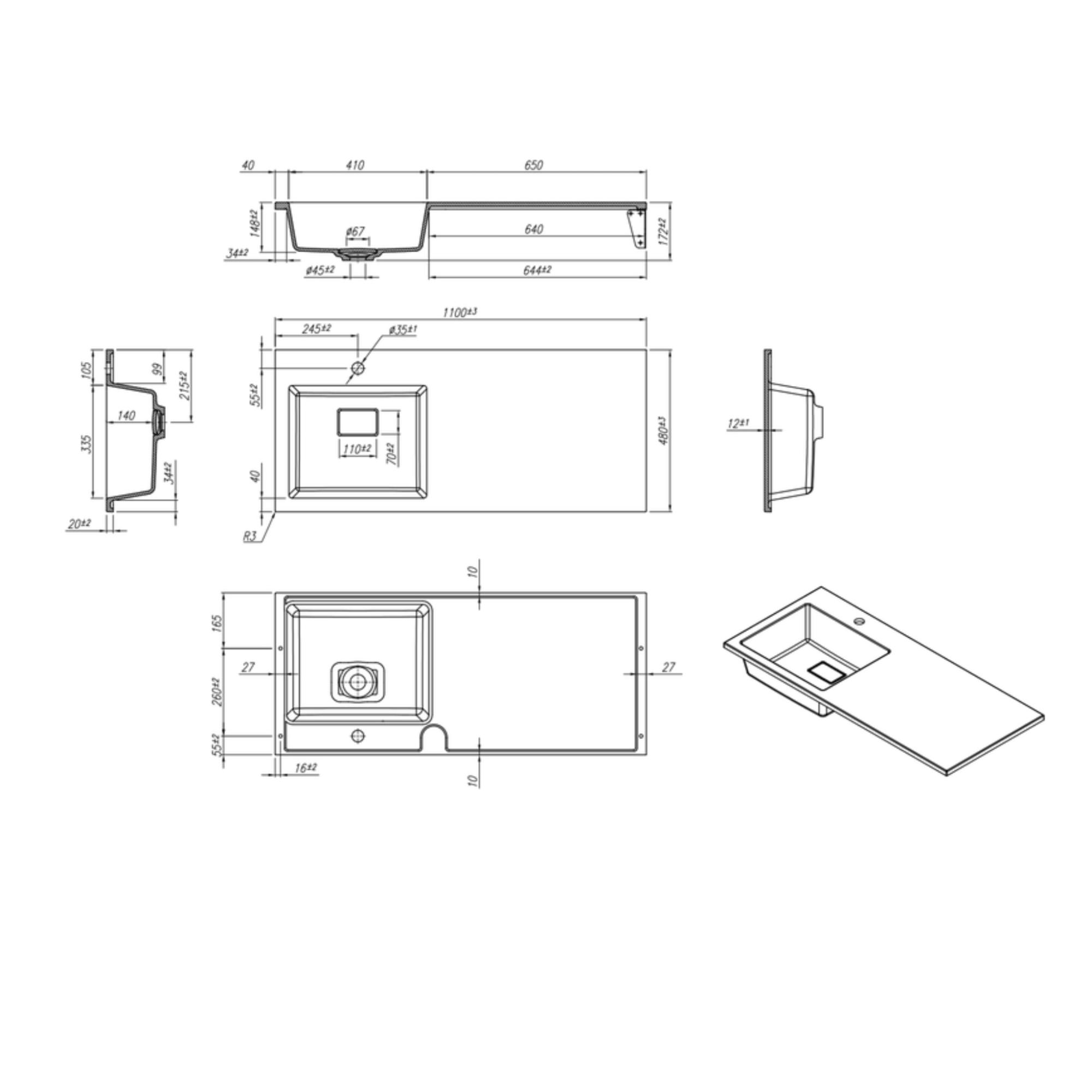 Умывальник Roxen Faber 110L 30010110L-B (черный) фото-4 Умывальник Roxen Faber 110L 30010110L-B (черный) фото-4