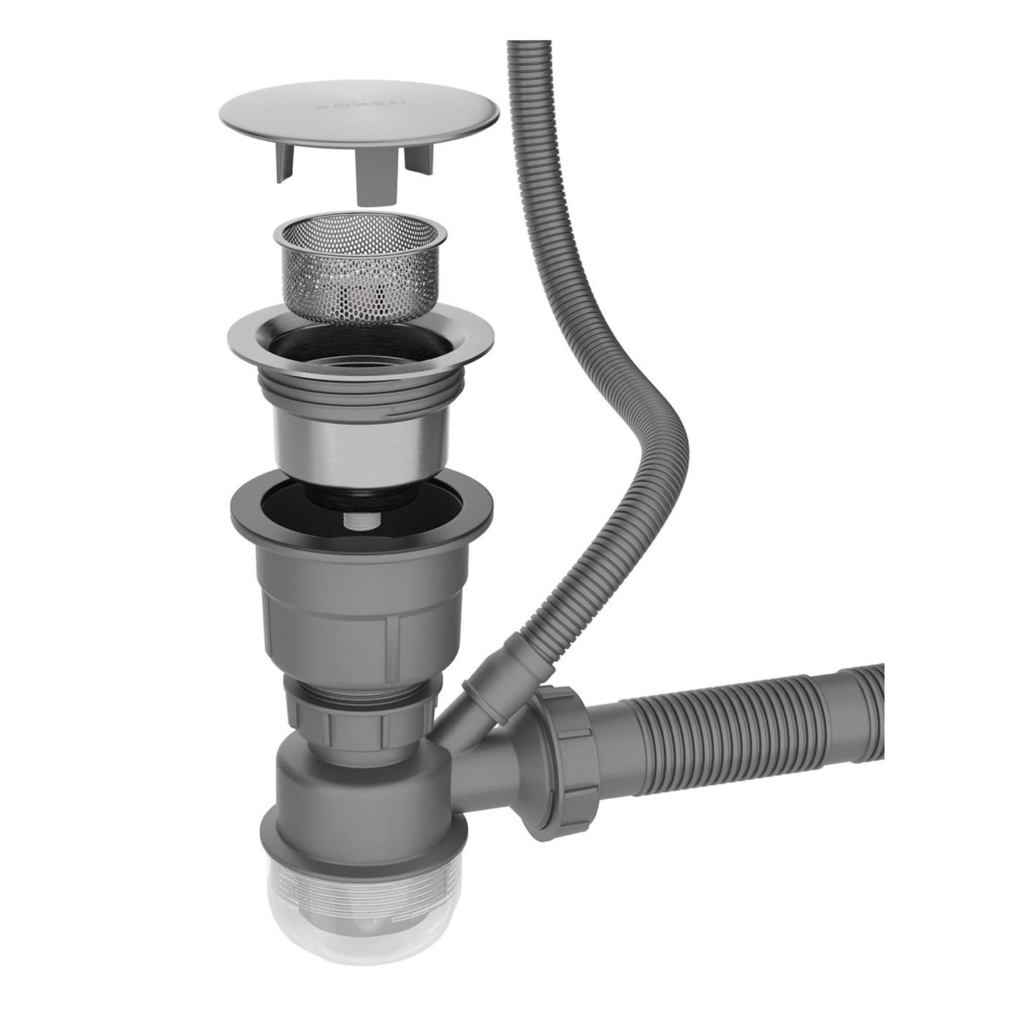Кухонная мойка Roxen Uno 560210-54-V сатин/текстурная (с ролл-матом и дозатором) фото-5