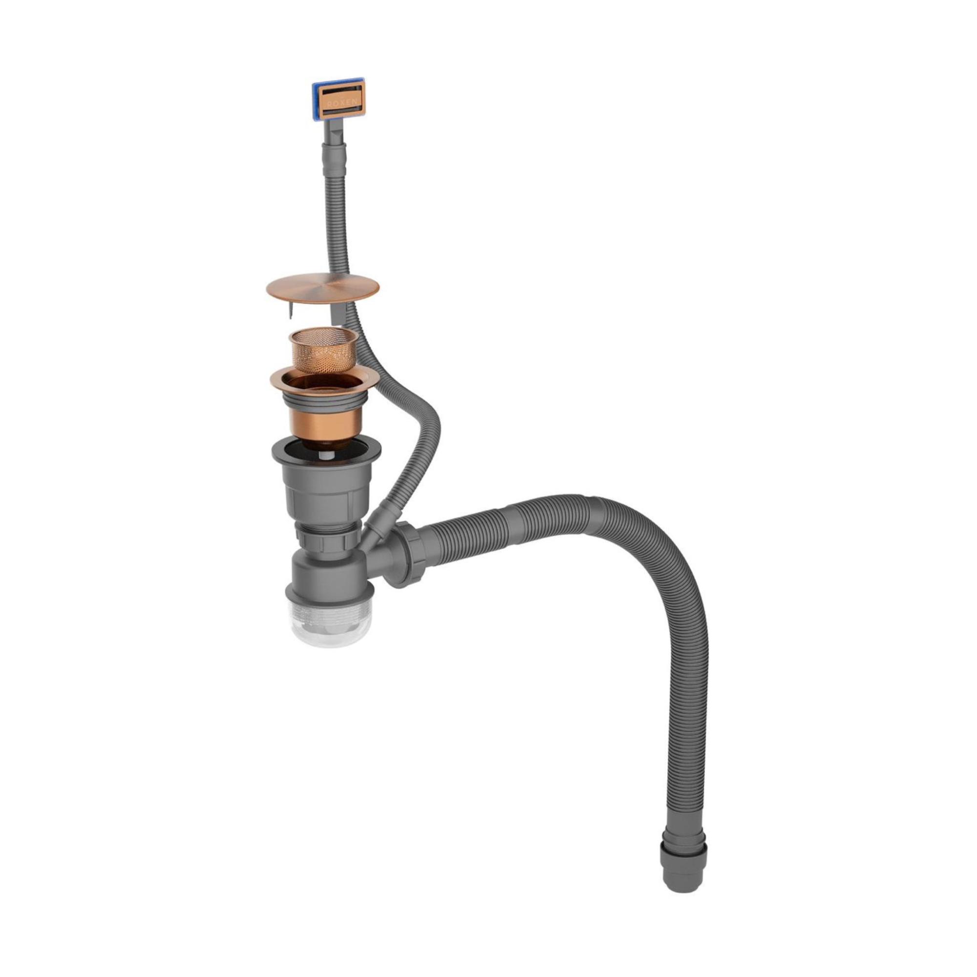 Кухонная мойка Roxen Simple 560220-60BR-GR бронза/текстурная PVD покрытие (с коландером и дозатором) фото-4