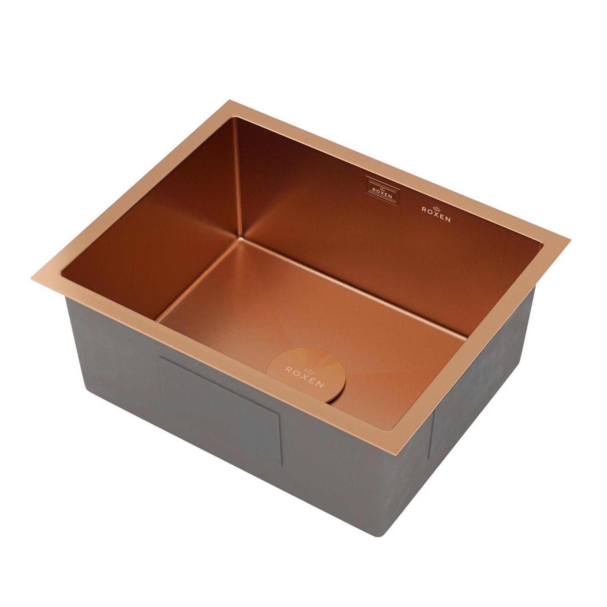Кухонная мойка Roxen Uno 560210-54BR-GR бронза/текстурная PVD покрытие (с ролл-матом и дозатором) фото-2