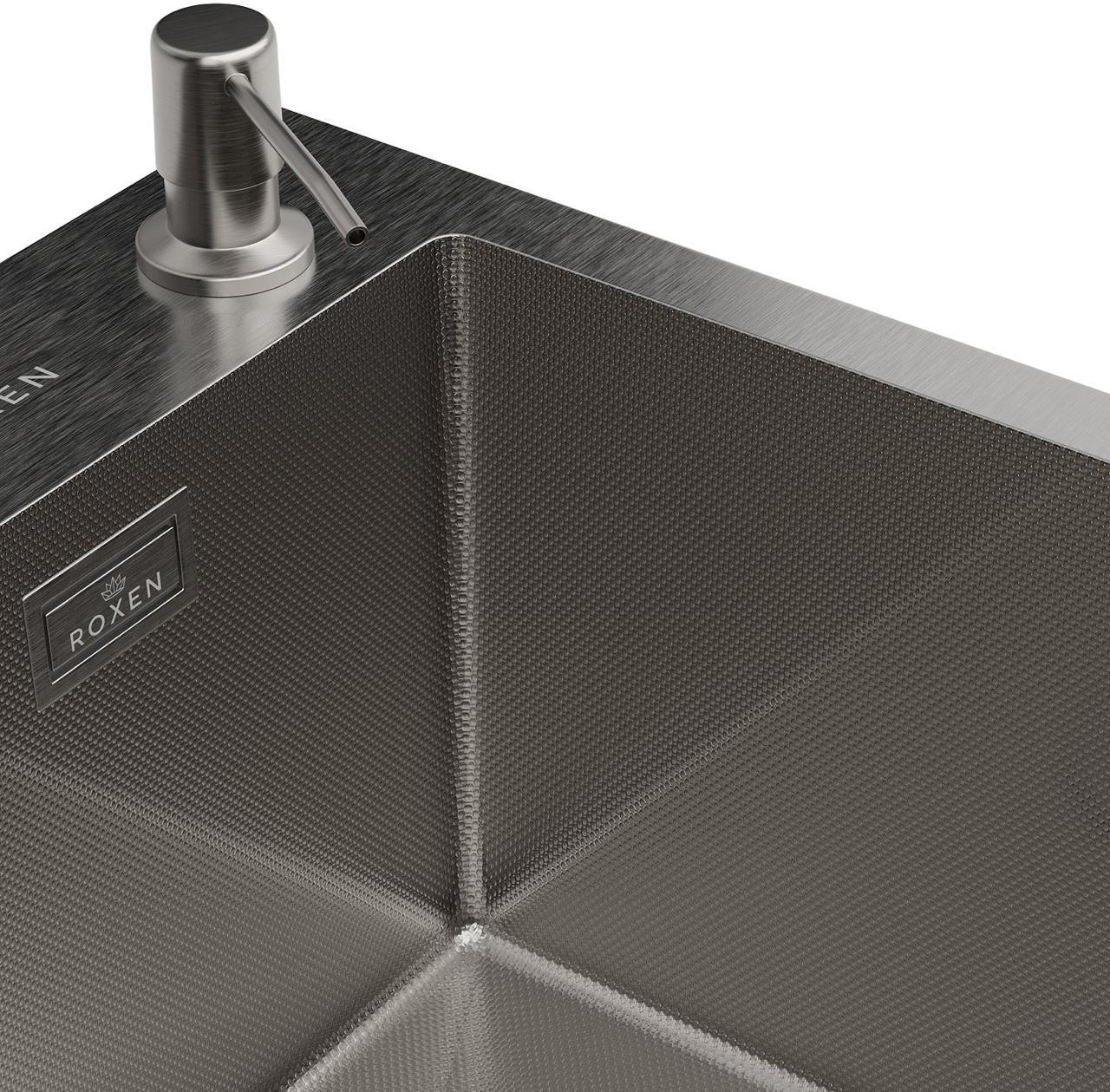 Кухонная мойка Roxen Simple 560220-50-GR сатин/текстурная (с коландером и дозатором) фото-6 Кухонная мойка Roxen Simple 560220-50-GR сатин/текстурная (с коландером и дозатором) фото-6