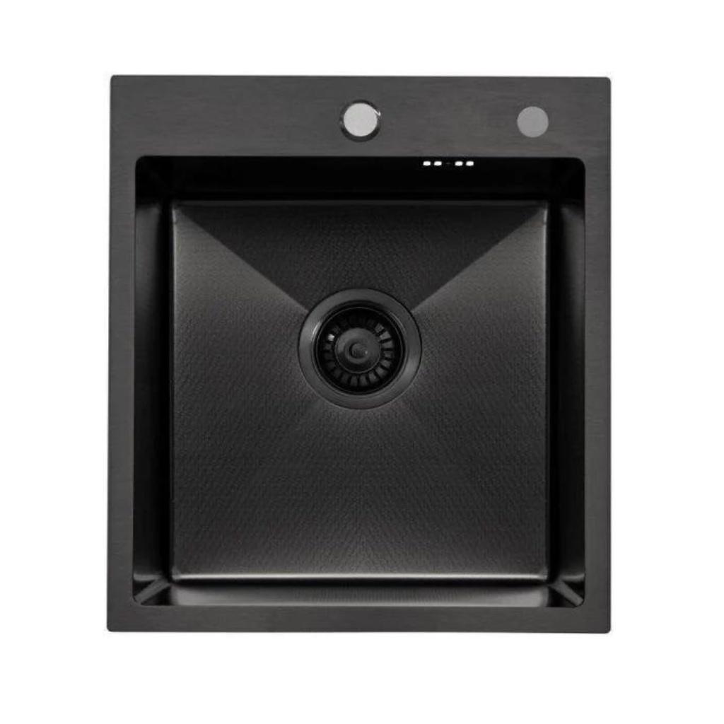 Кухонная мойка ALLBA 450x500 Black PVD Decor (коландер, дозатор) фото-4