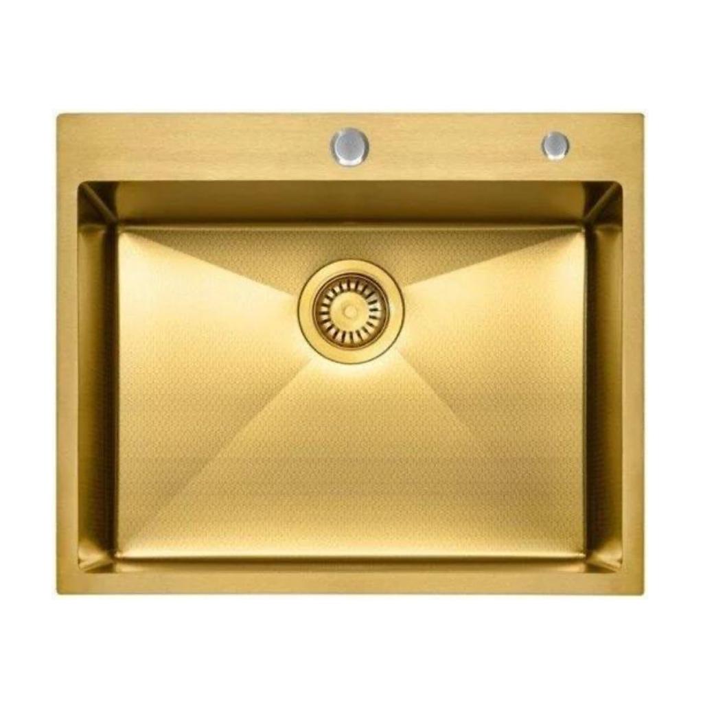 Кухонная мойка ALLBA 600x500 Gold Decor (коландер, дозатор) фото-4