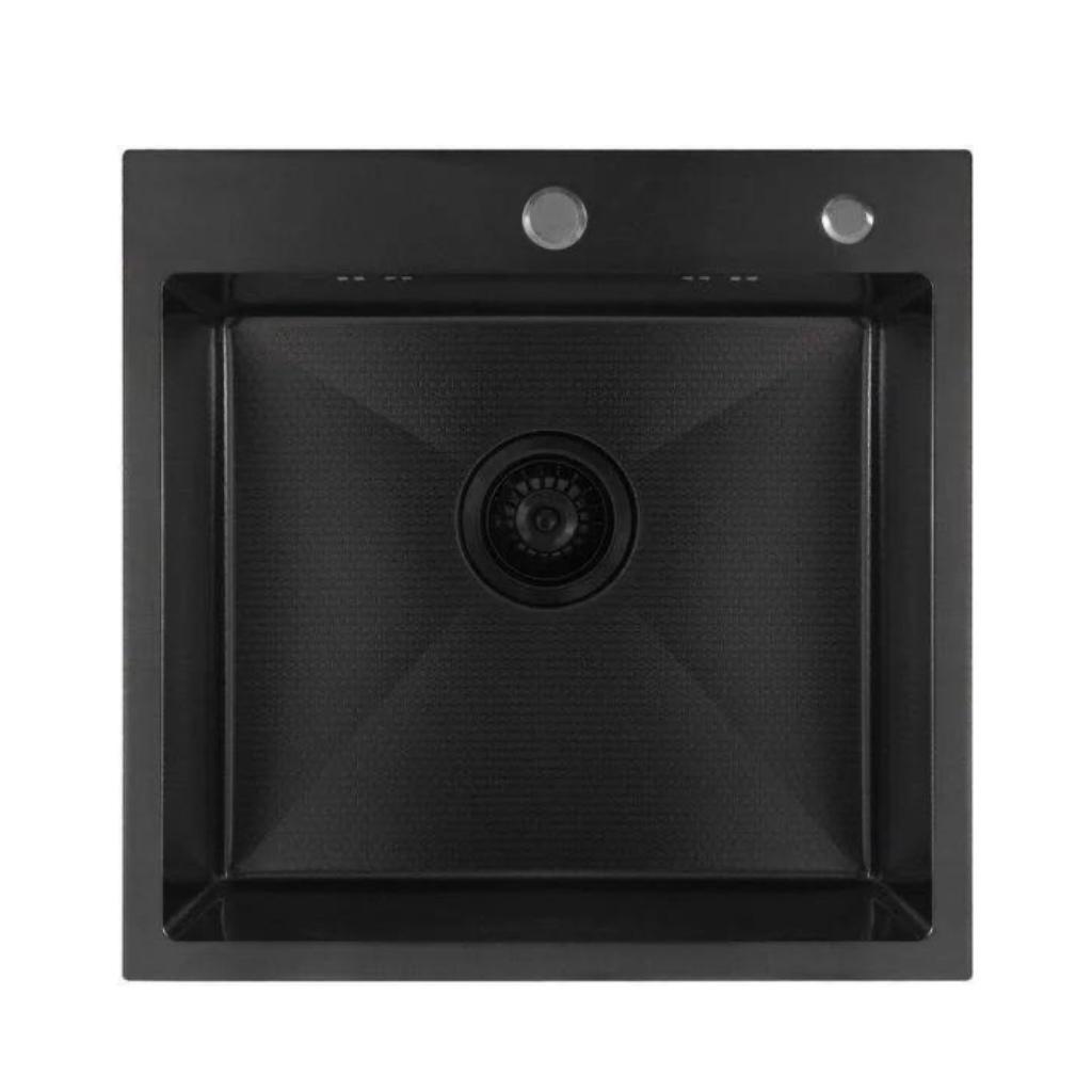 Кухонная мойка ALLBA 550x500 Black PVD Decor (коландер, дозатор) фото-4