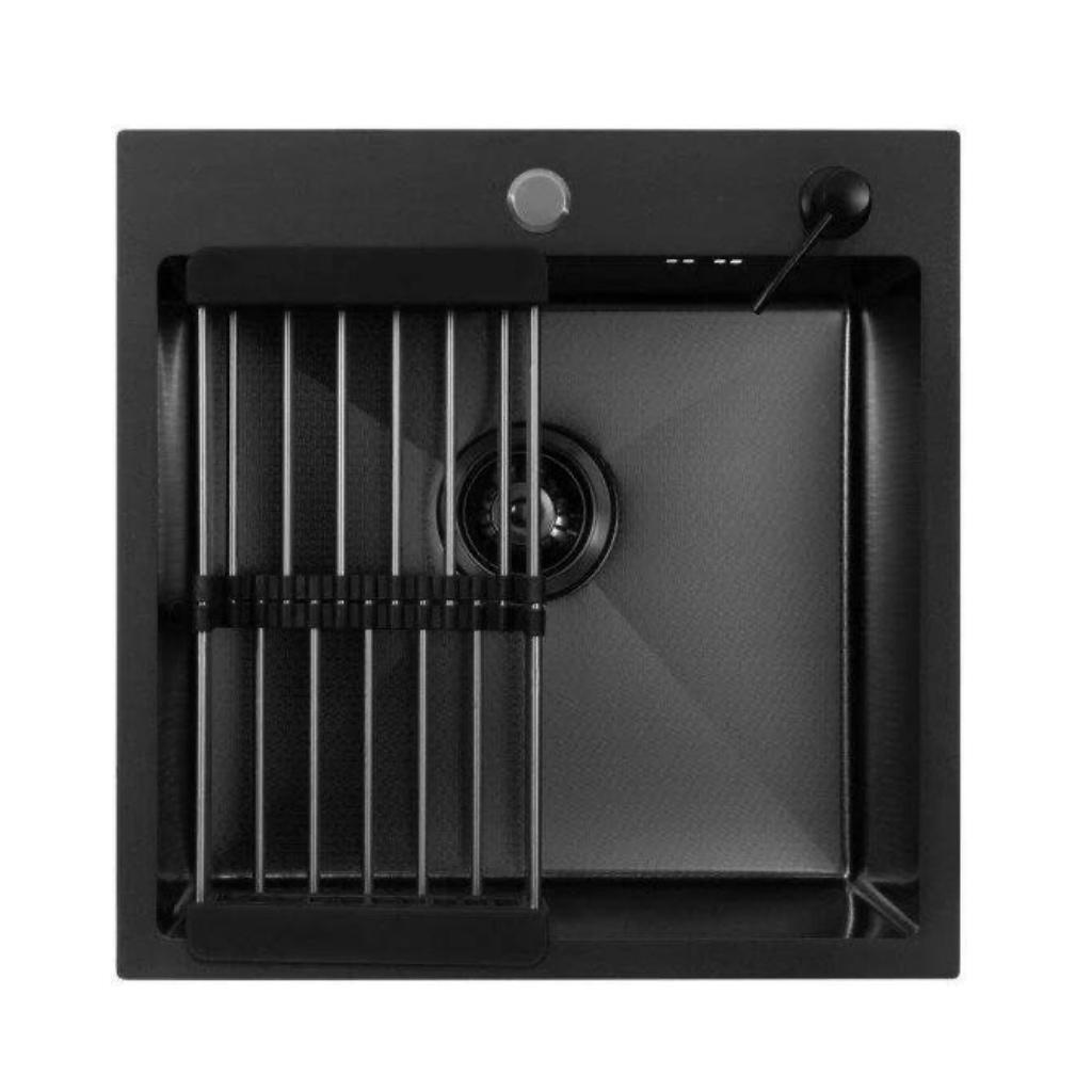 Кухонная мойка ALLBA 550x500 Black PVD Decor (коландер, дозатор) фото-2