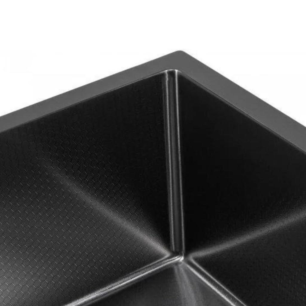 Кухонная мойка ALLBA 500x500 Black PVD Decor (коландер, дозатор) фото-6