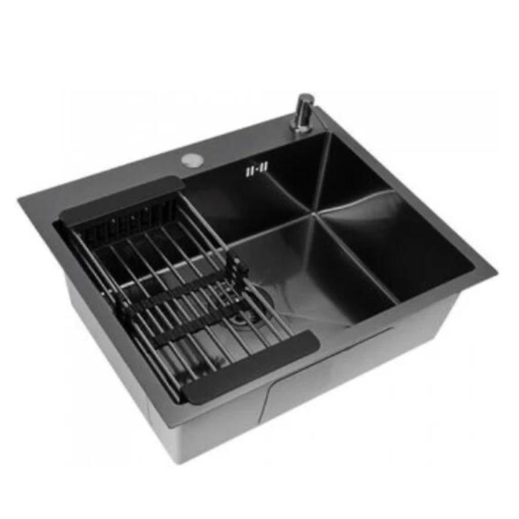 Кухонная мойка ALLBA 600x500 Black PVD Decor (коландер, дозатор) фото-2