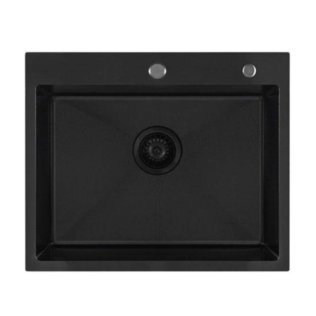 Кухонная мойка ALLBA 600x500 Black PVD Decor (коландер, дозатор) фото-3