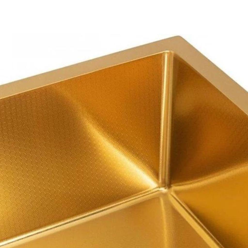 Кухонная мойка ALLBA 450x500 Gold PVD Decor (коландер, дозатор) фото-4