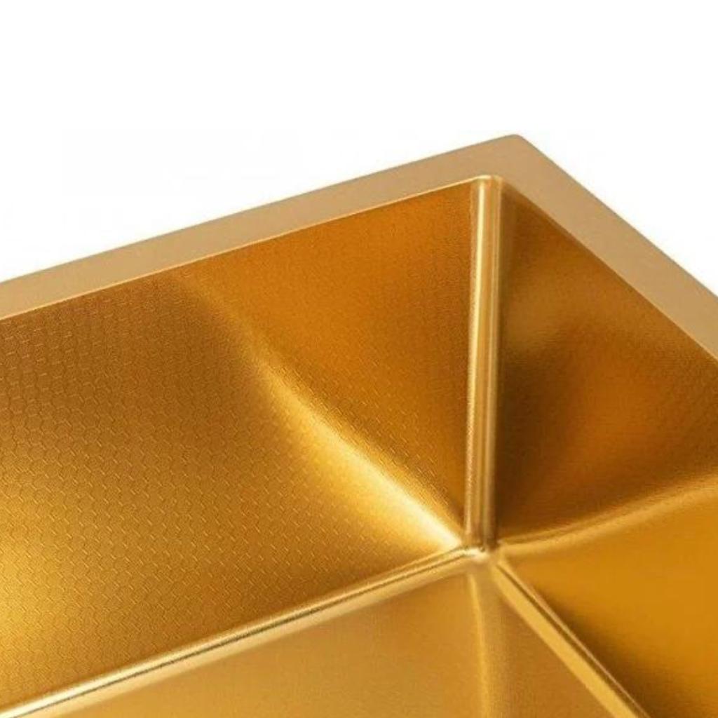 Кухонная мойка ALLBA 500x500 Gold PVD Decor (коландер, дозатор) фото-3