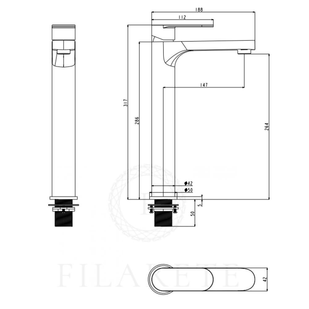 Смеситель Filarete Retta FL6030 (графит) фото-7