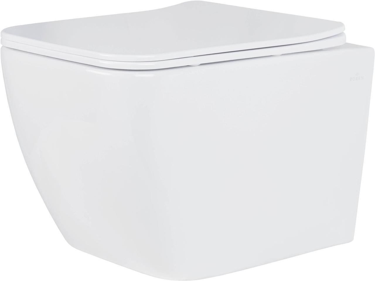 Унитаз подвесной Roxen Cube Tornado в комплекте с инсталляцией StounFix Dual Fresh 6 в 1 868628 (кнопка: брашированное золото матовая) фото-3