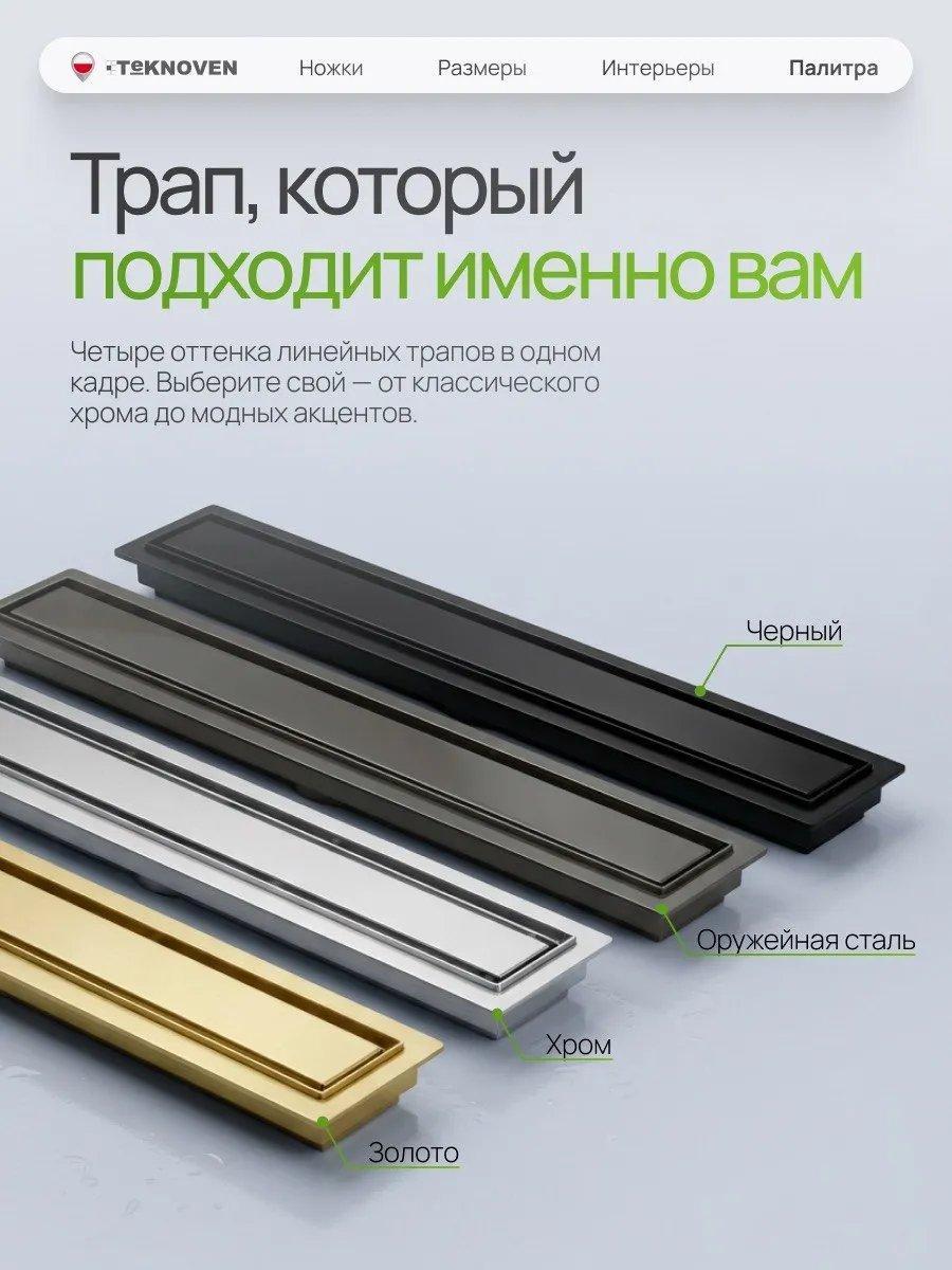 Трап/канал Teknoven TN7D80CH 800x70 (хром) фото-6
