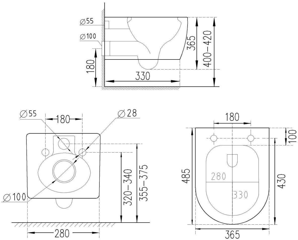 Унитаз подвесной Roxen Antares в комплекте с инсталляцией StounFix Dual Fresh 6 в 1 868609 (кнопка: оружейная сталь матовая) фото-4