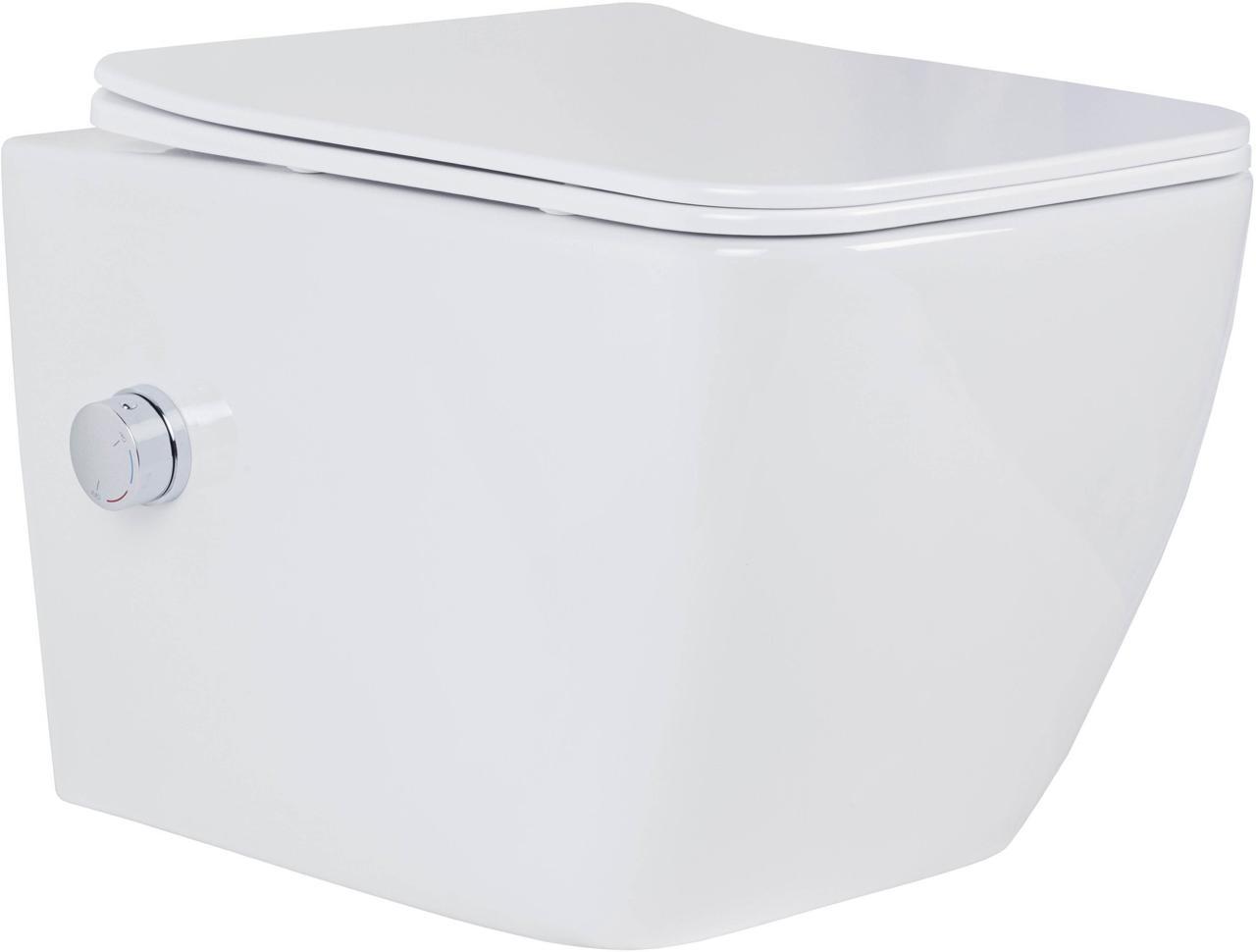 Унитаз подвесной Roxen Cube Tornado Bidet в комплекте с инсталляцией StounFix Dual Fresh 6 в 1 868630 (кнопка: брашированное золото матовая) фото-3 Унитаз подвесной Roxen Cube Tornado Bidet в комплекте с инсталляцией StounFix Dual Fresh 6 в 1 868630 (кнопка: брашированное золото матовая) фото-3