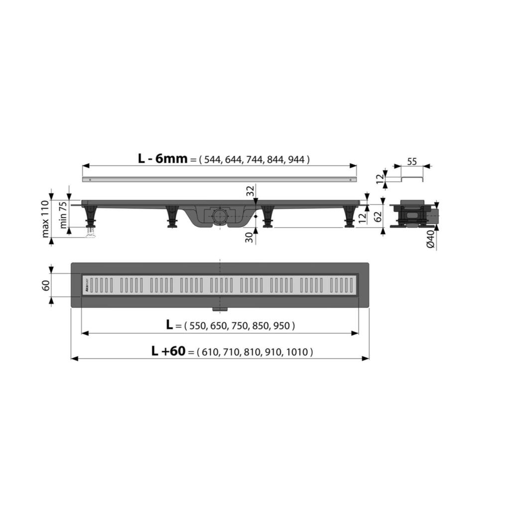Душевой трап Alcaplast APZ10BLACK-750M фото-2