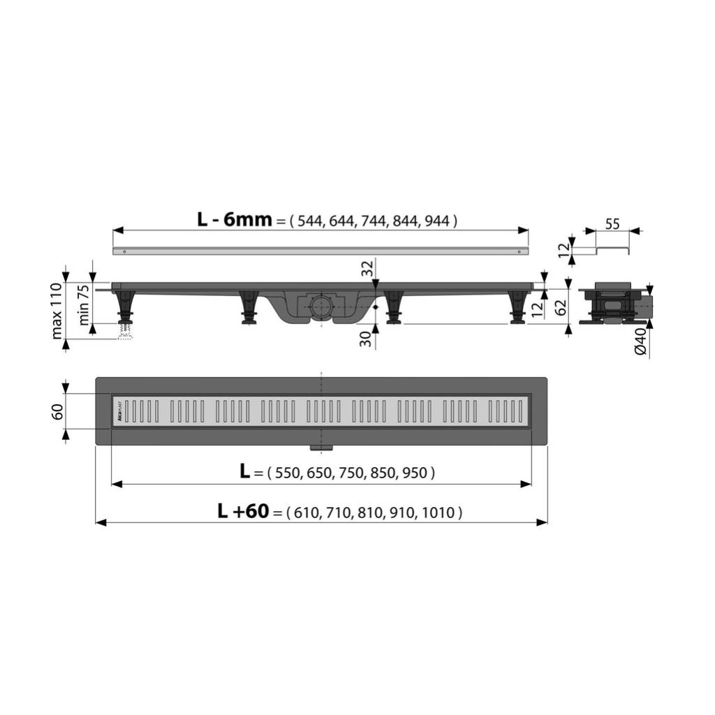 Душевой трап Alcaplast APZ10-550M фото-3