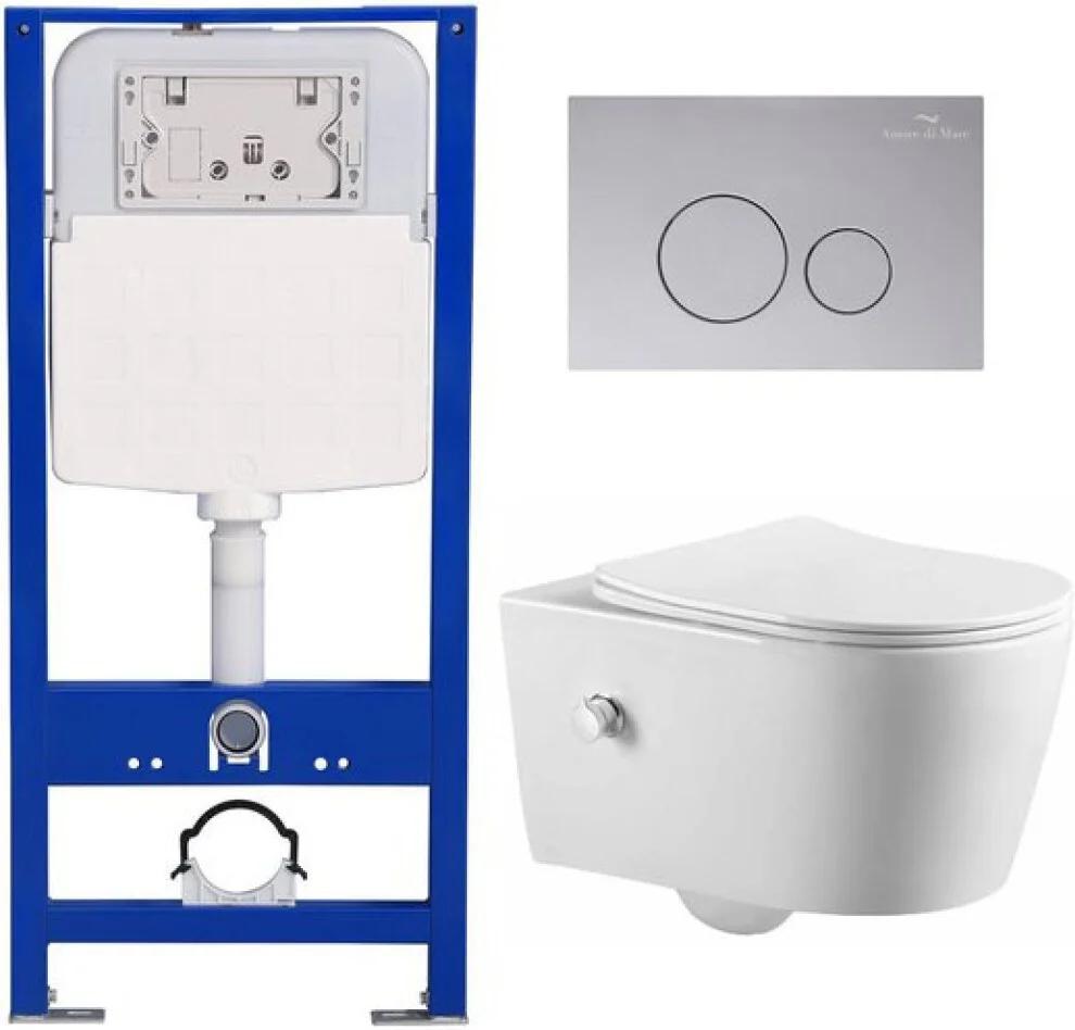 Унитаз подвесной Amore di Mare Temo Bidet P322X + QuickFit 50114 + кнопка 303CH Унитаз подвесной Amore di Mare Temo Bidet P322X + QuickFit 50114 + кнопка 303CH