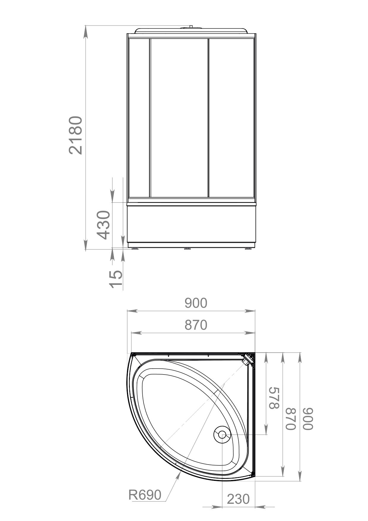 Душевая кабина Domani-Spa Simple 99 High 90x90 DS01Sm99HWM00-V1.2 фото-2
