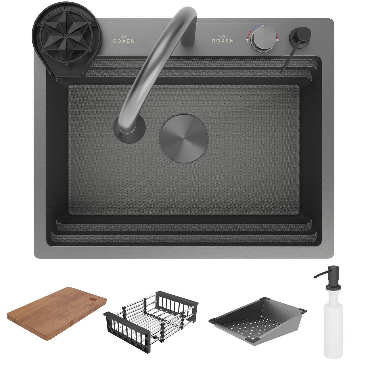 Кухонная мойка Roxen Stage Plus 560250-60-BS многофункциональная 8 в 1 (60*48/текстурный графит) фото-8 Кухонная мойка Roxen Stage Plus 560250-60-BS многофункциональная 8 в 1 (60*48/текстурный графит) фото-8