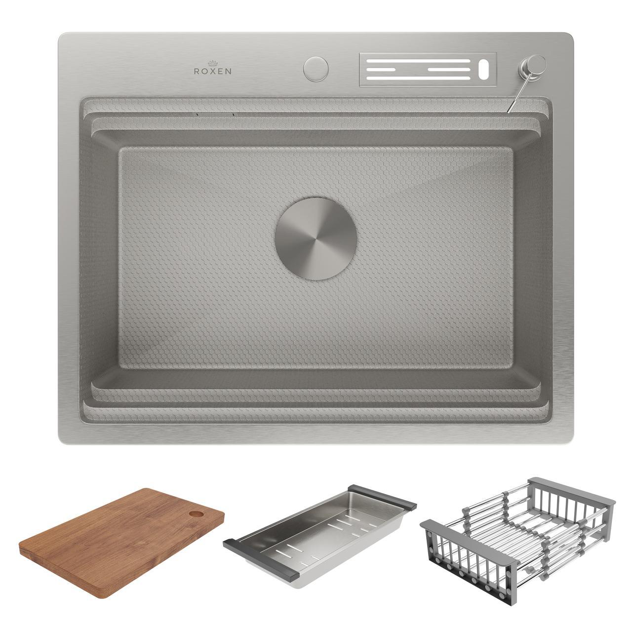 Кухонная мойка Roxen Stage Plus 560250-60-S многофункциональная 8 в 1 (60*48/текстурный сатин) фото-2