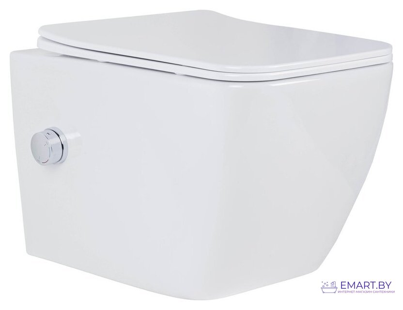 Унитаз подвесной Roxen Cube bidet в комплекте с инсталляцией StounFix Dual Fresh 6 в 1 966127 (кнопка: серый бетон) фото-5