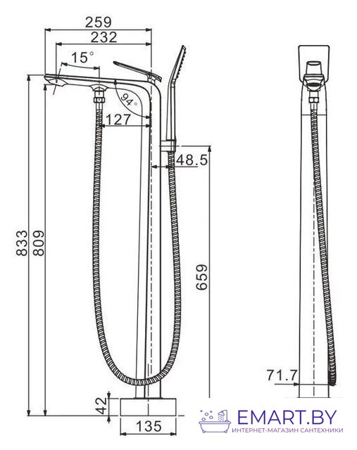 Смеситель Rose R1322H фото-2