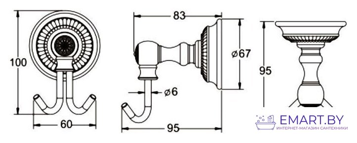 Крючок для ванны Rose RG1421Q фото-2