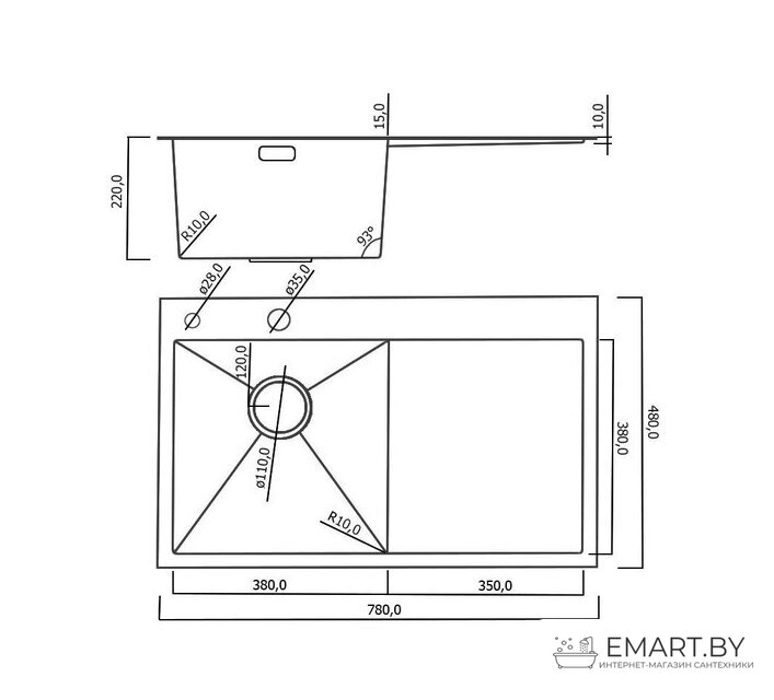 Кухонная мойка Roxen Vespa 560230-70LB фото-4