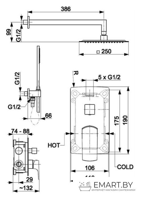 Душевая система  Armatura Mokait 5539-511-81 фото-2