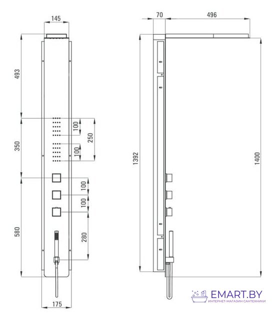 Душевая панель Deante Multibox NOO 051T фото-3