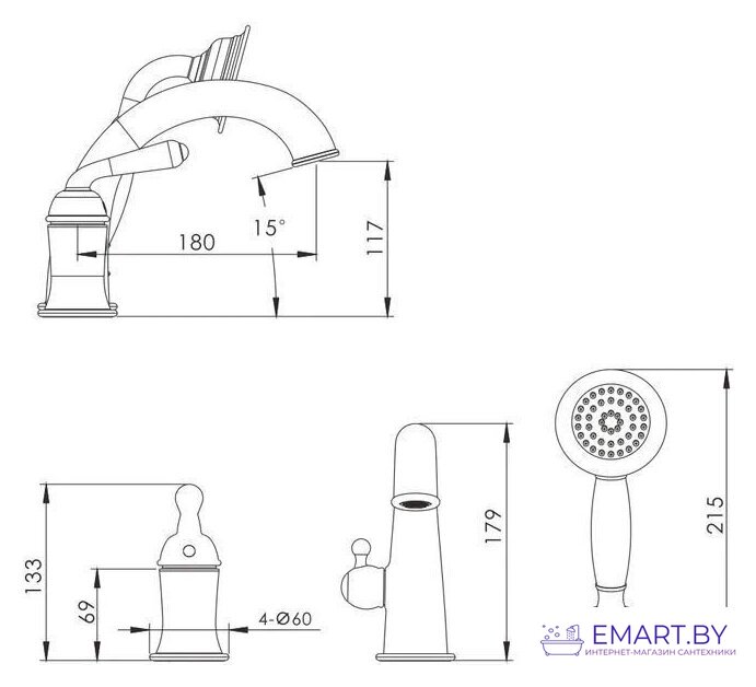 Смеситель Rose R0212Q фото-2