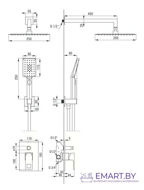 Душевая система  Deante Anemon NAC 09MP фото-3